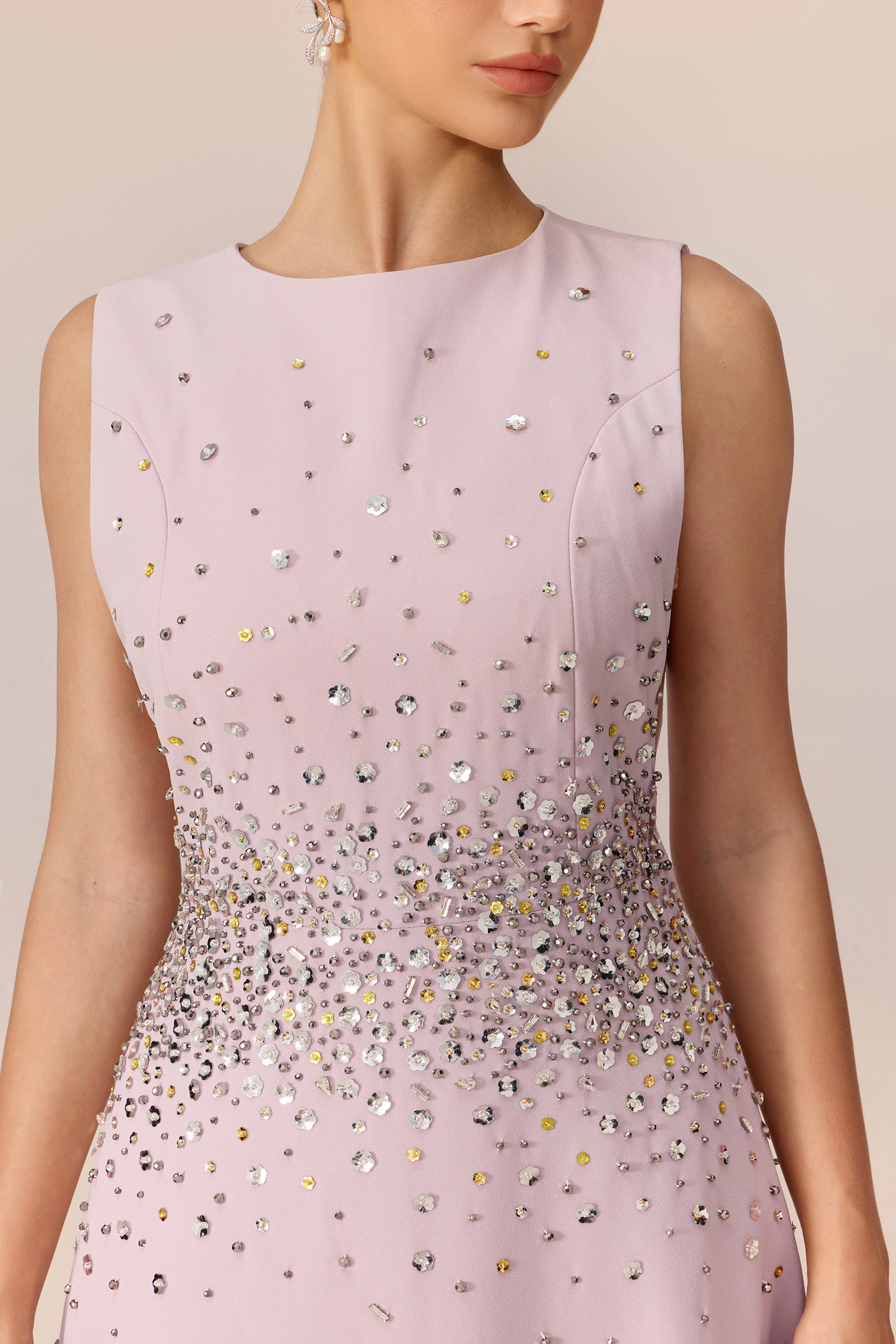 Falling For It Pink Crystal Embellished Sleeveless Maxi Dress