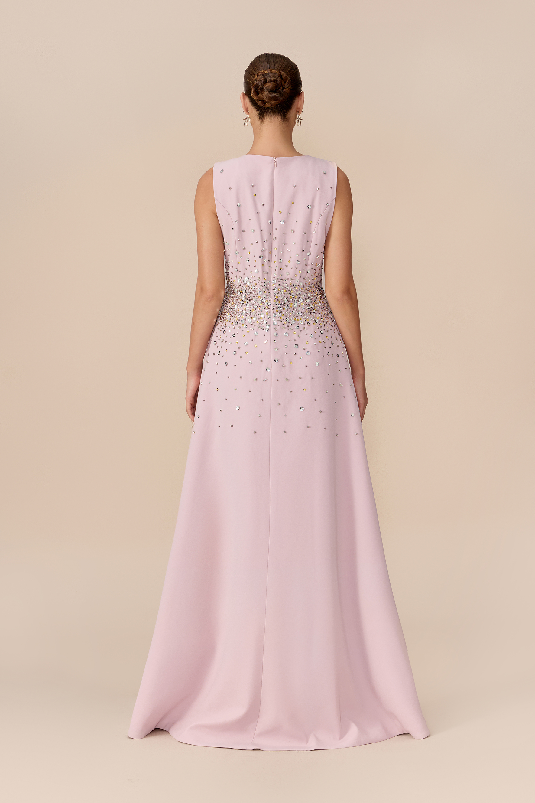 Falling For It Pink Crystal Embellished Sleeveless Maxi Dress