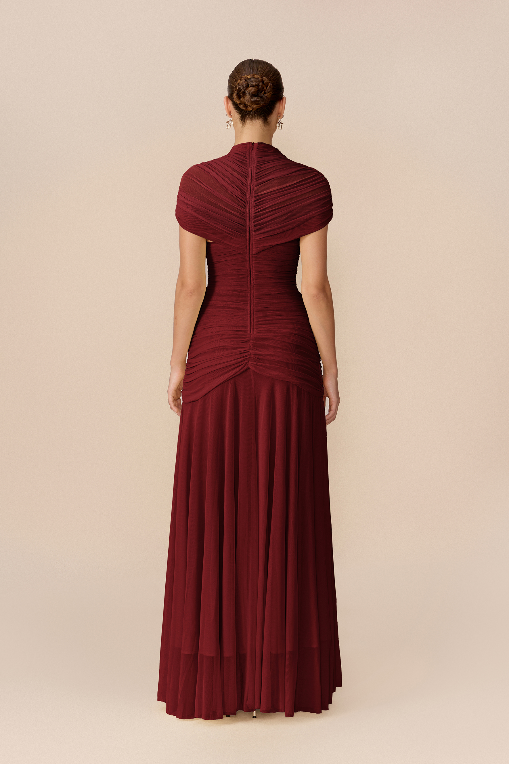 Out Of The Ordinary Burgundy Cap Sleeve Cutout Maxi Dress