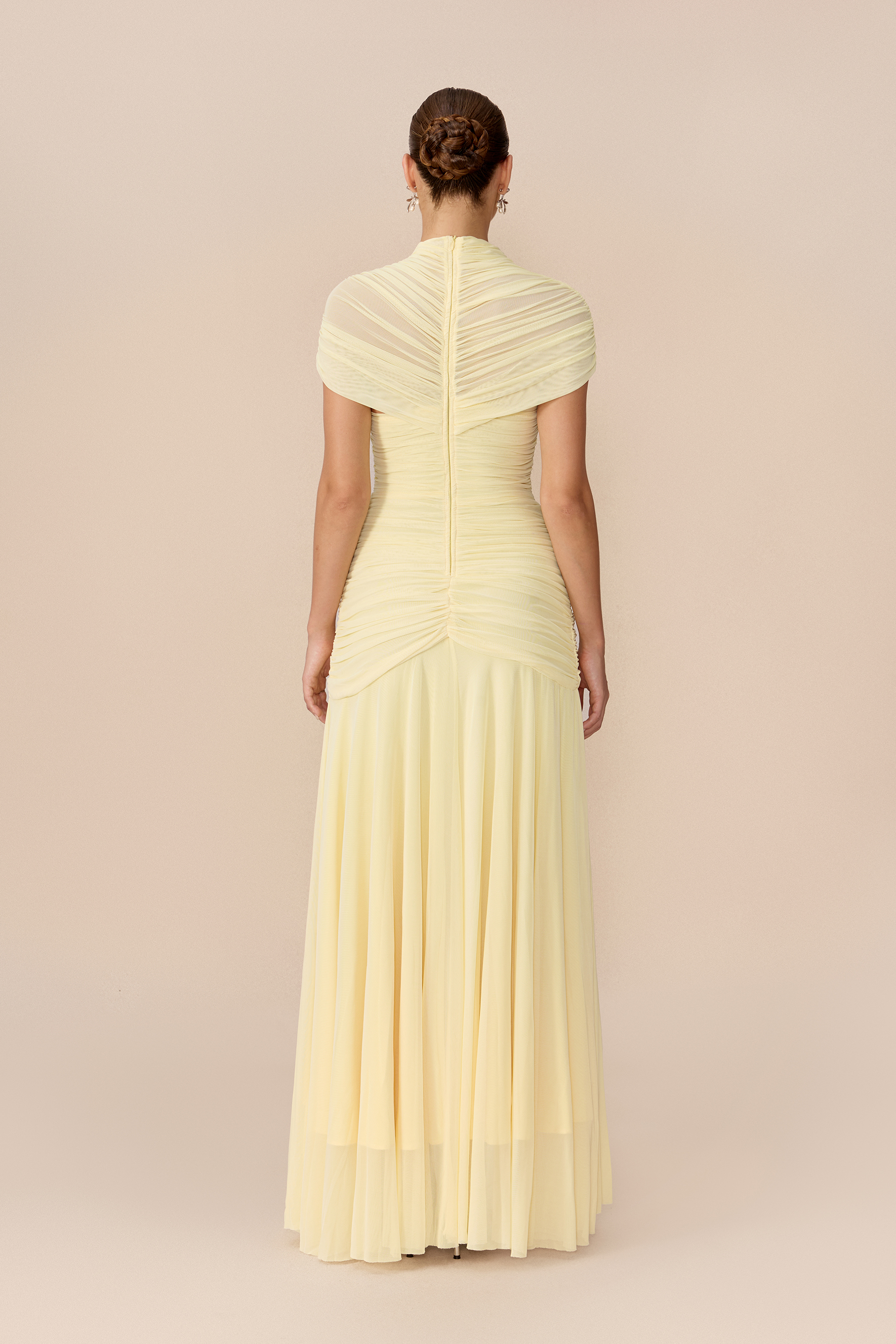 Out Of The Ordinary Light Yellow Cap Sleeve Cutout Maxi Dress