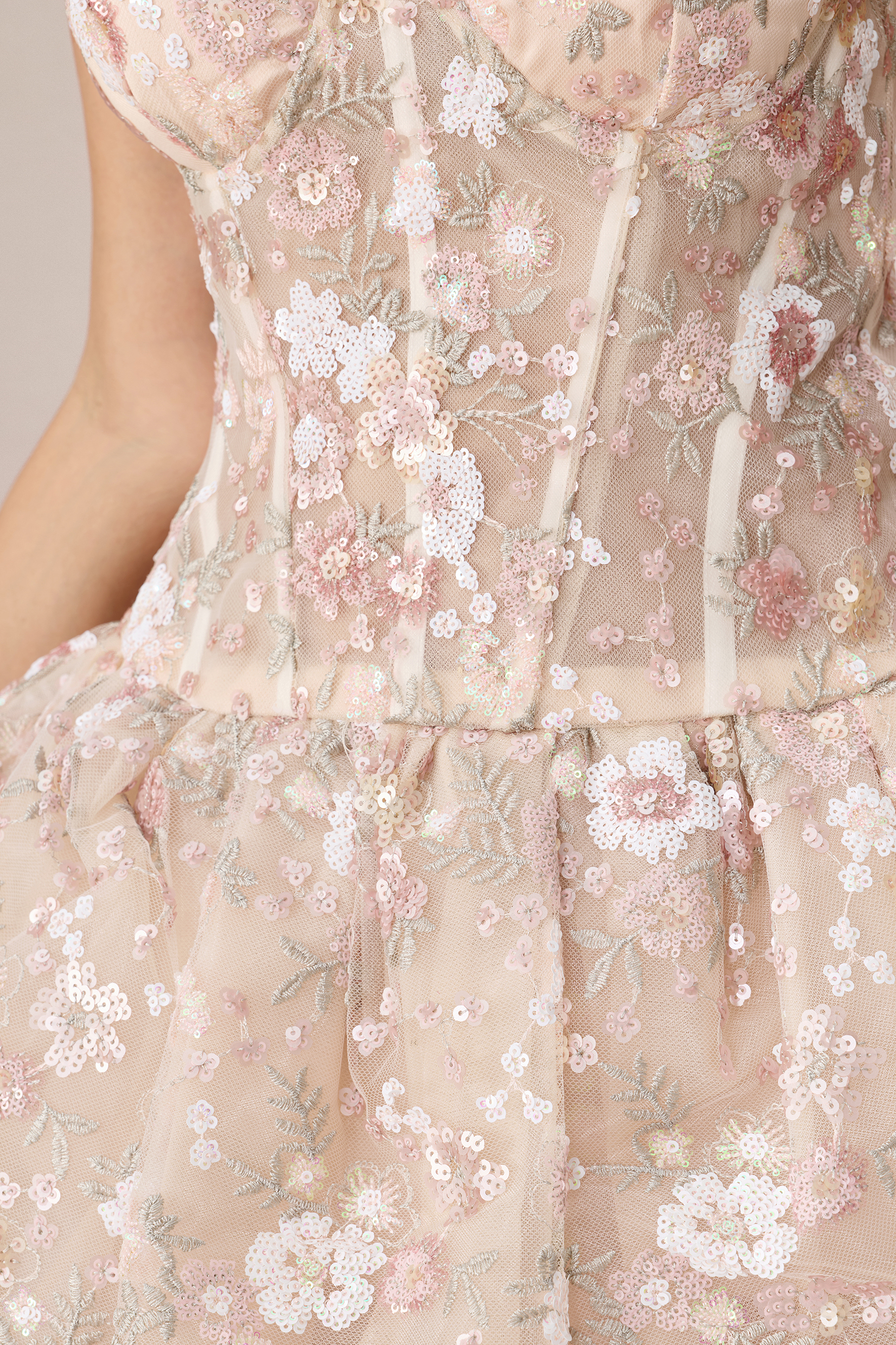 Blooming Season Apricot Floral Print Corset Mini Dress