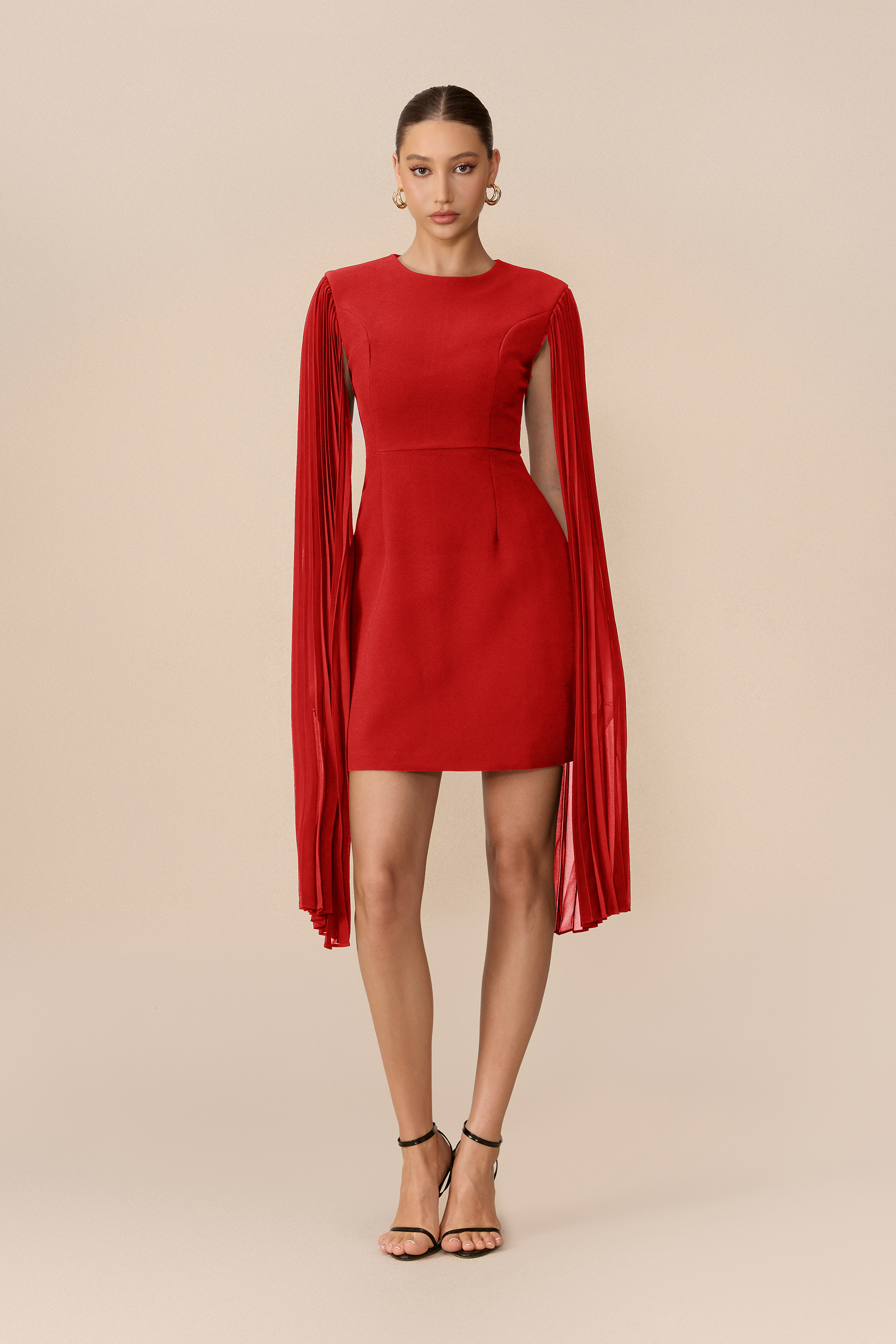 Simply Chic Round Neck Cape Sleeve Mini Dress