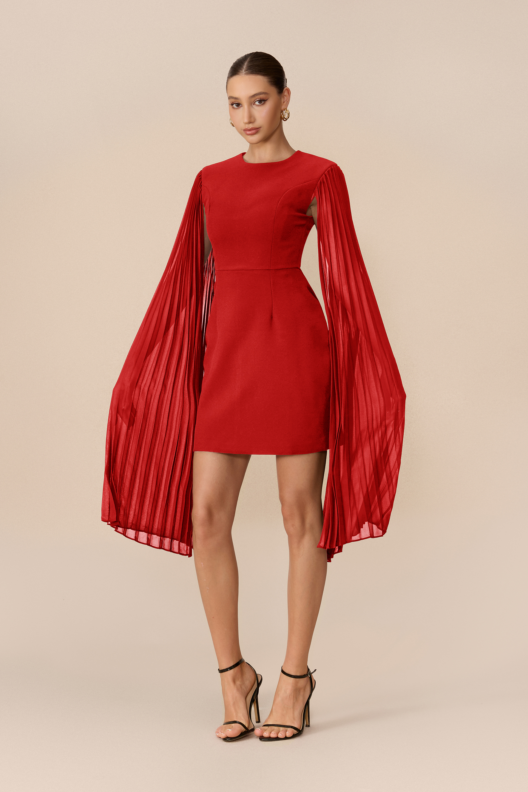 Simply Chic Round Neck Cape Sleeve Mini Dress