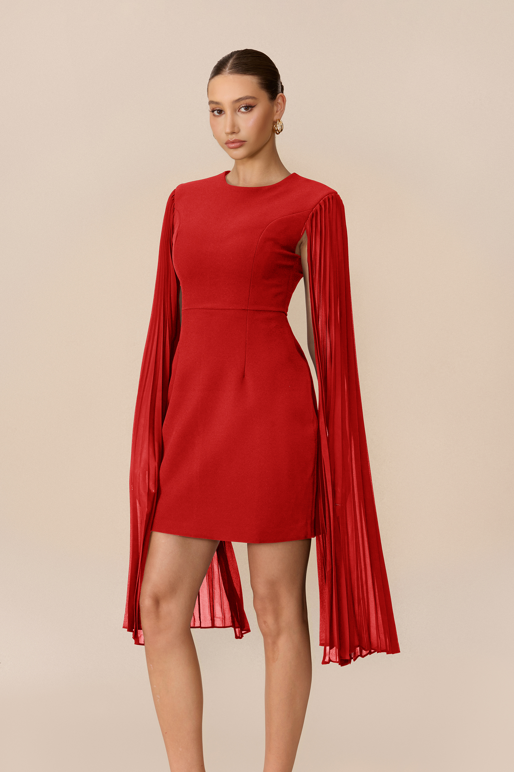 Simply Chic Round Neck Cape Sleeve Mini Dress