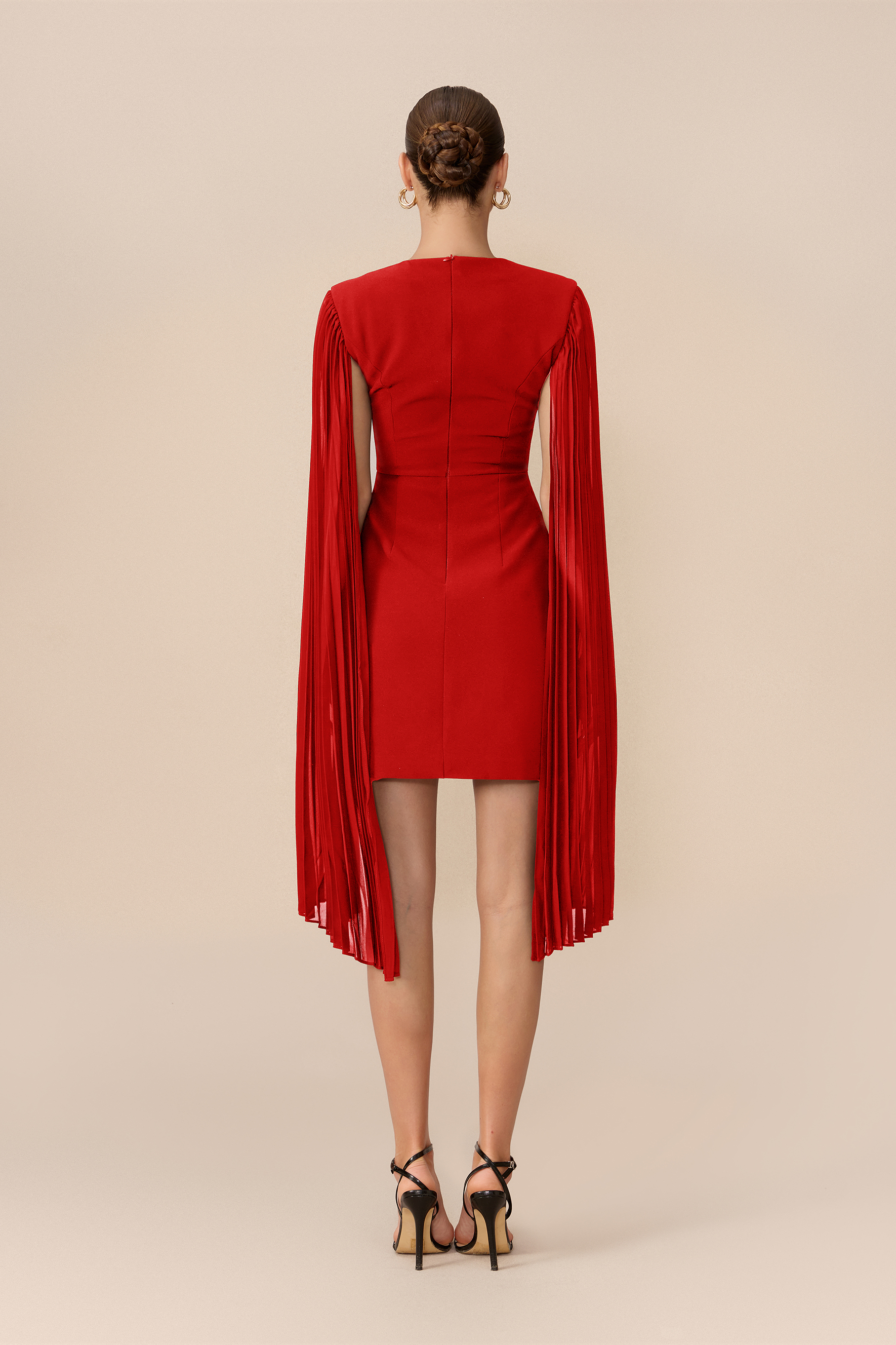 Simply Chic Round Neck Cape Sleeve Mini Dress