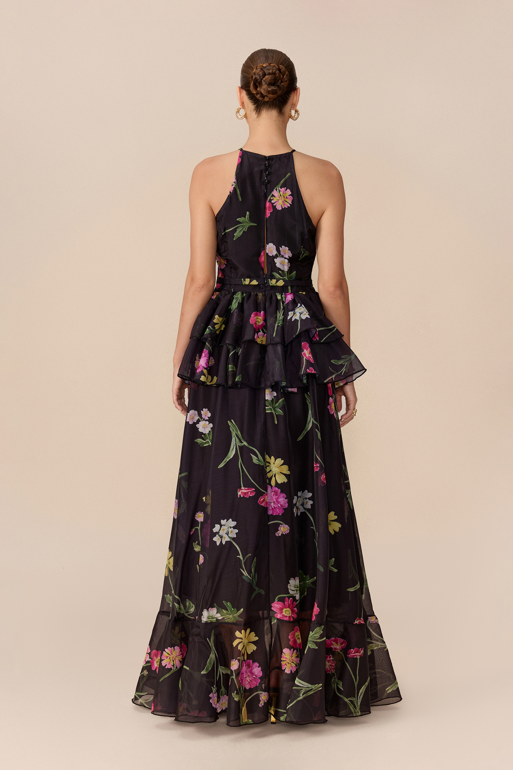 Forever In Love Black Floral Print Tiered Maxi Dress