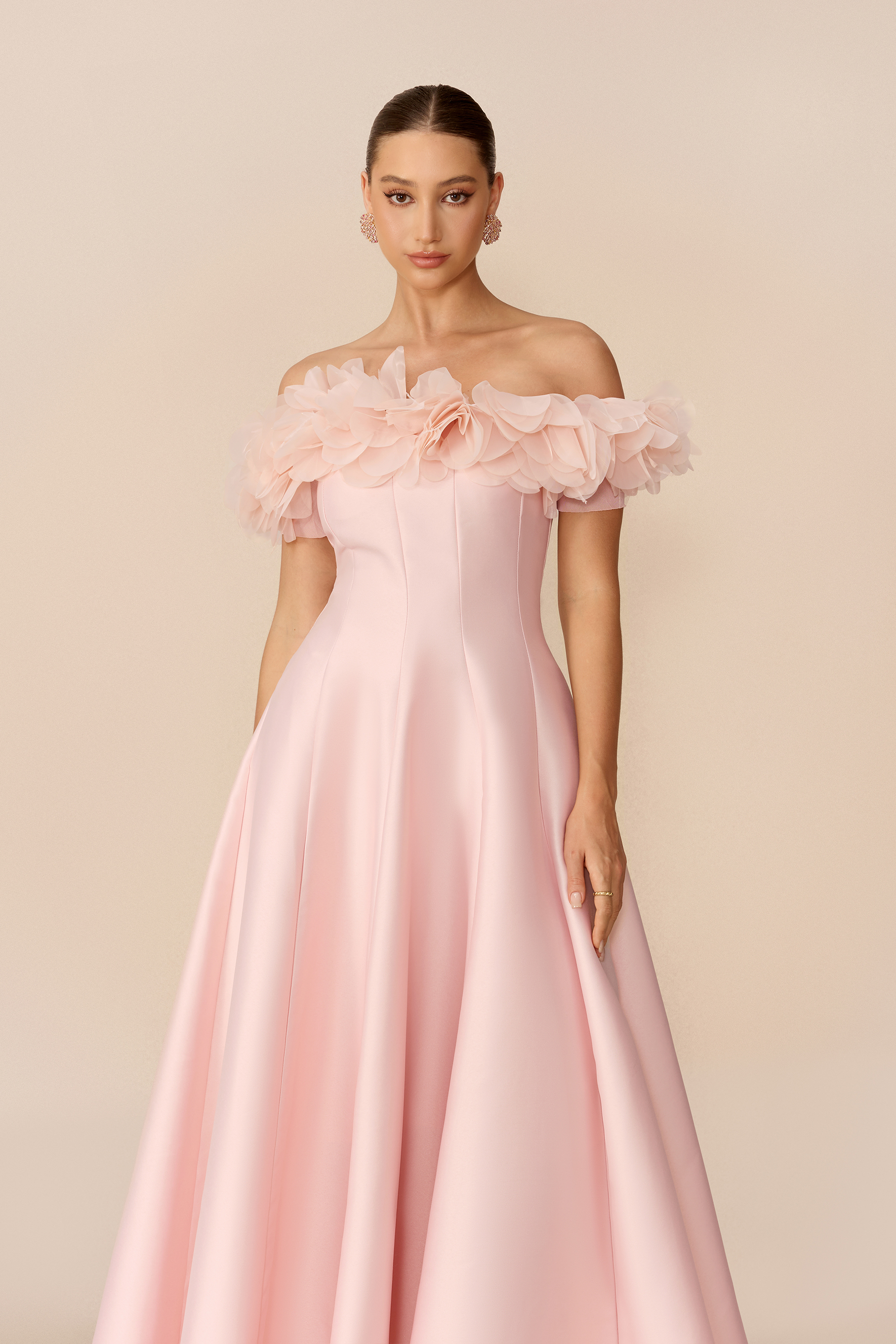 Sweet Daydream Pink Floral Trim Satin Maxi Dress
