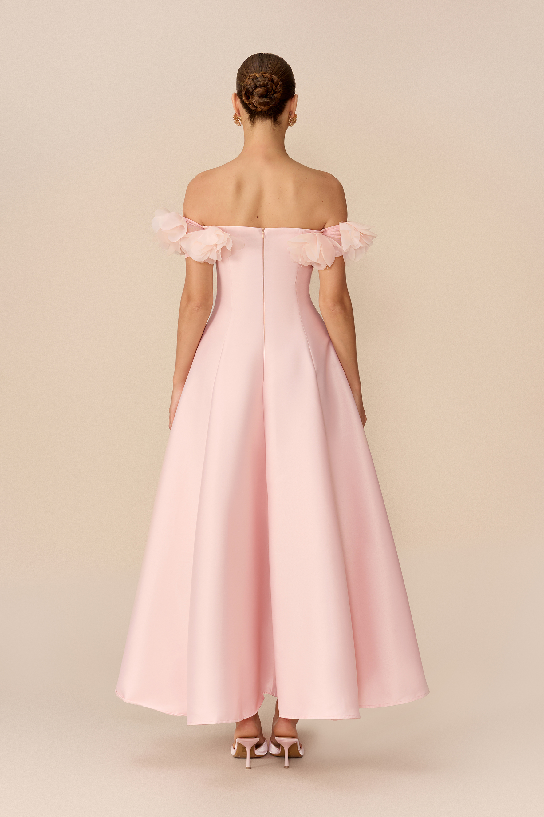 Sweet Daydream Pink Floral Trim Satin Maxi Dress