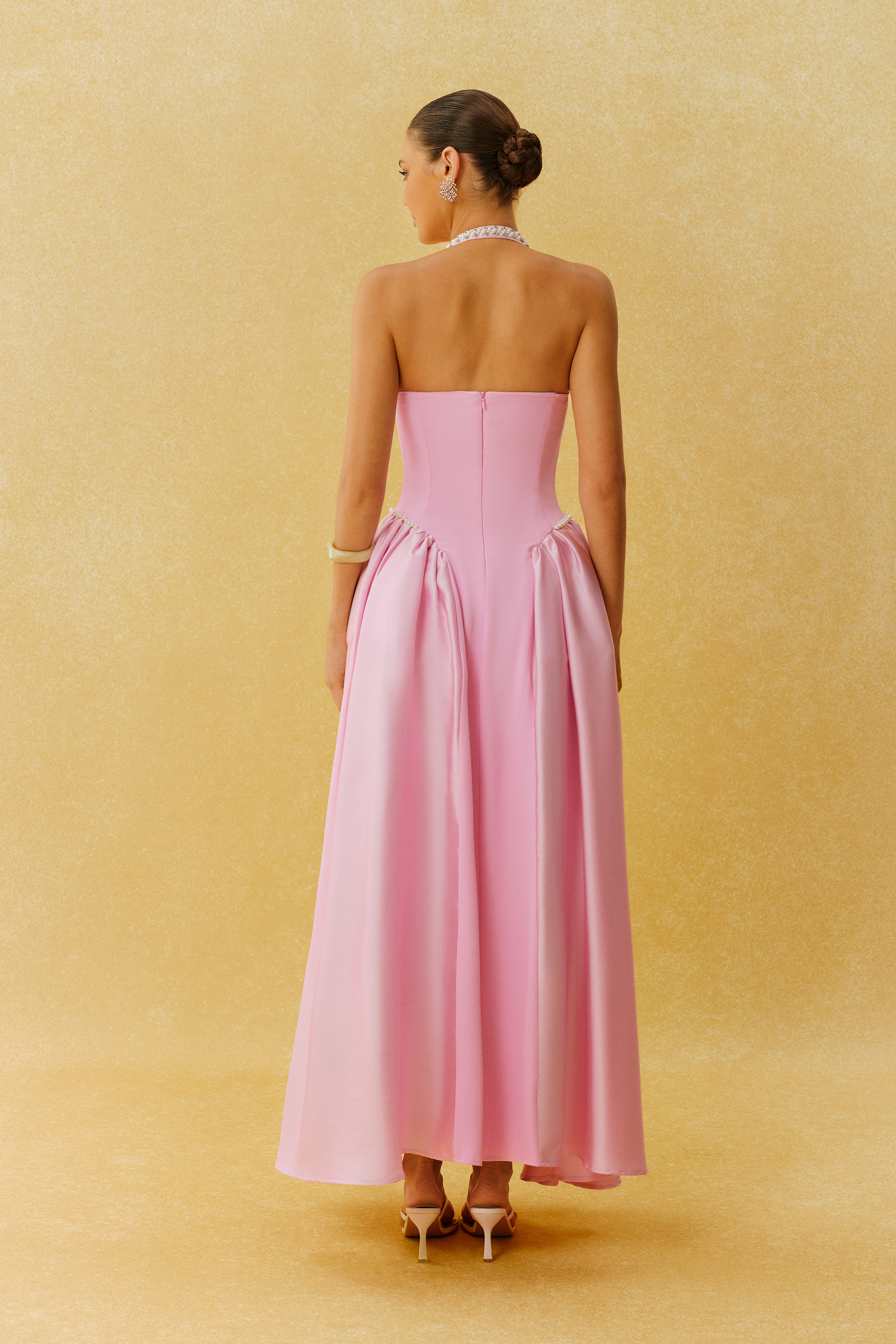 Sweet Talk Pink Embellished Halter Neck Maxi Dress