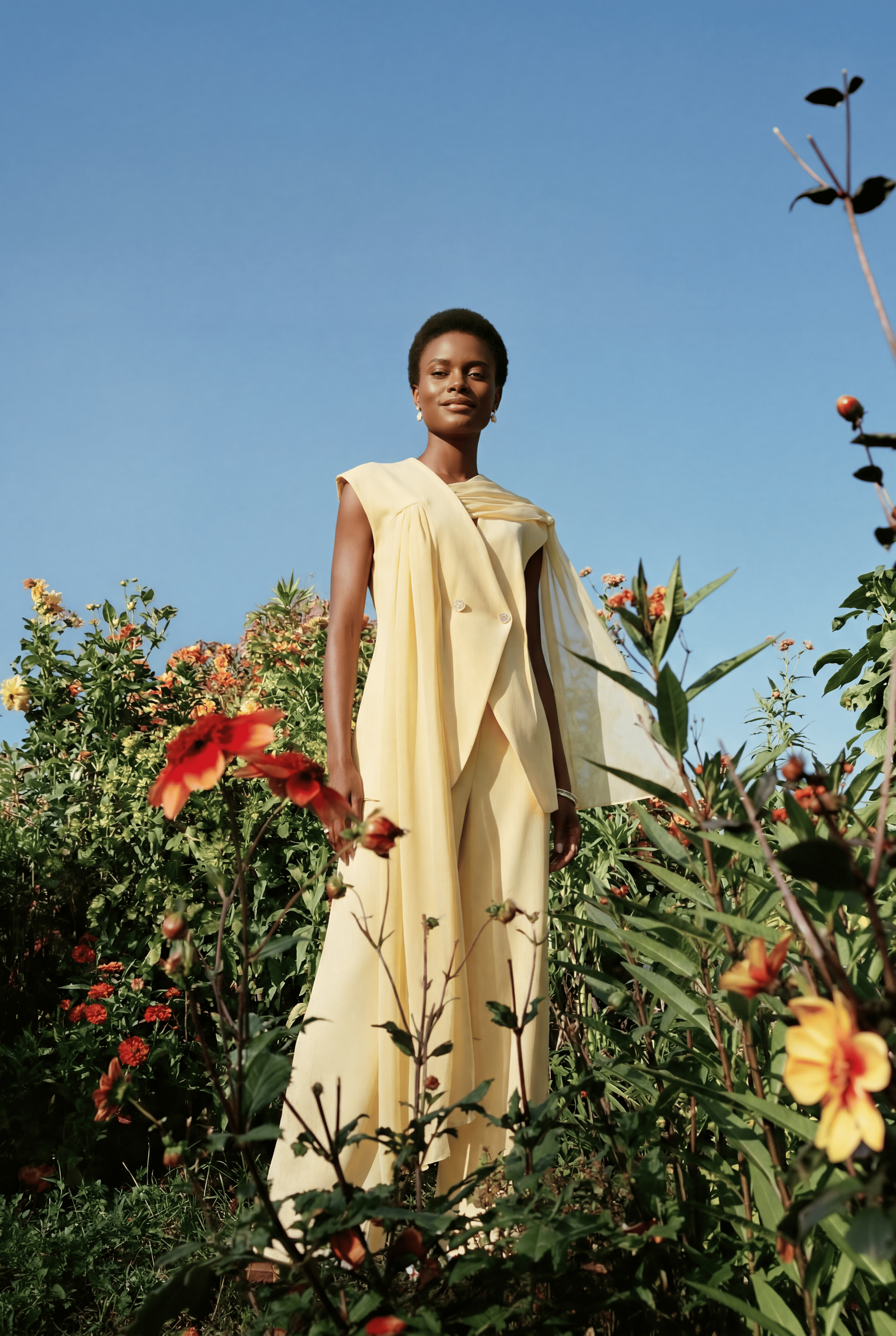 Iconic Glow Yellow Asymmetrical Draped Top & Wide Leg Pants Set