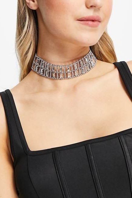 Baguette Crystal Embellished Choker