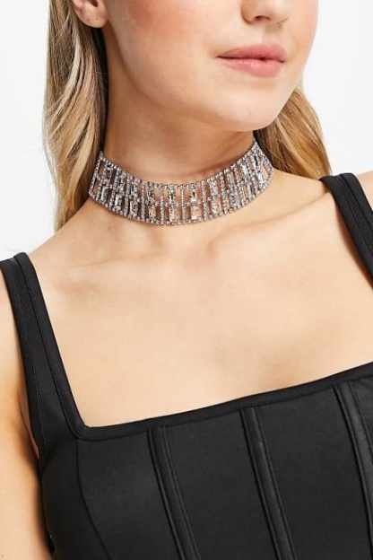 Baguette Crystal Embellished Choker