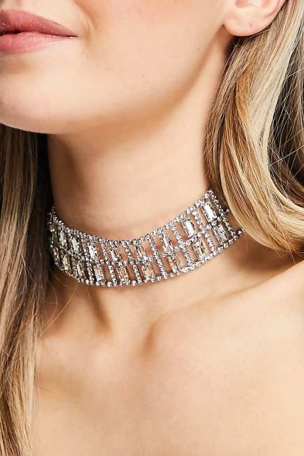 Baguette Crystal Embellished Choker