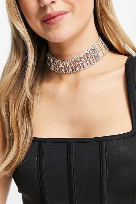 Baguette Crystal Embellished Choker
