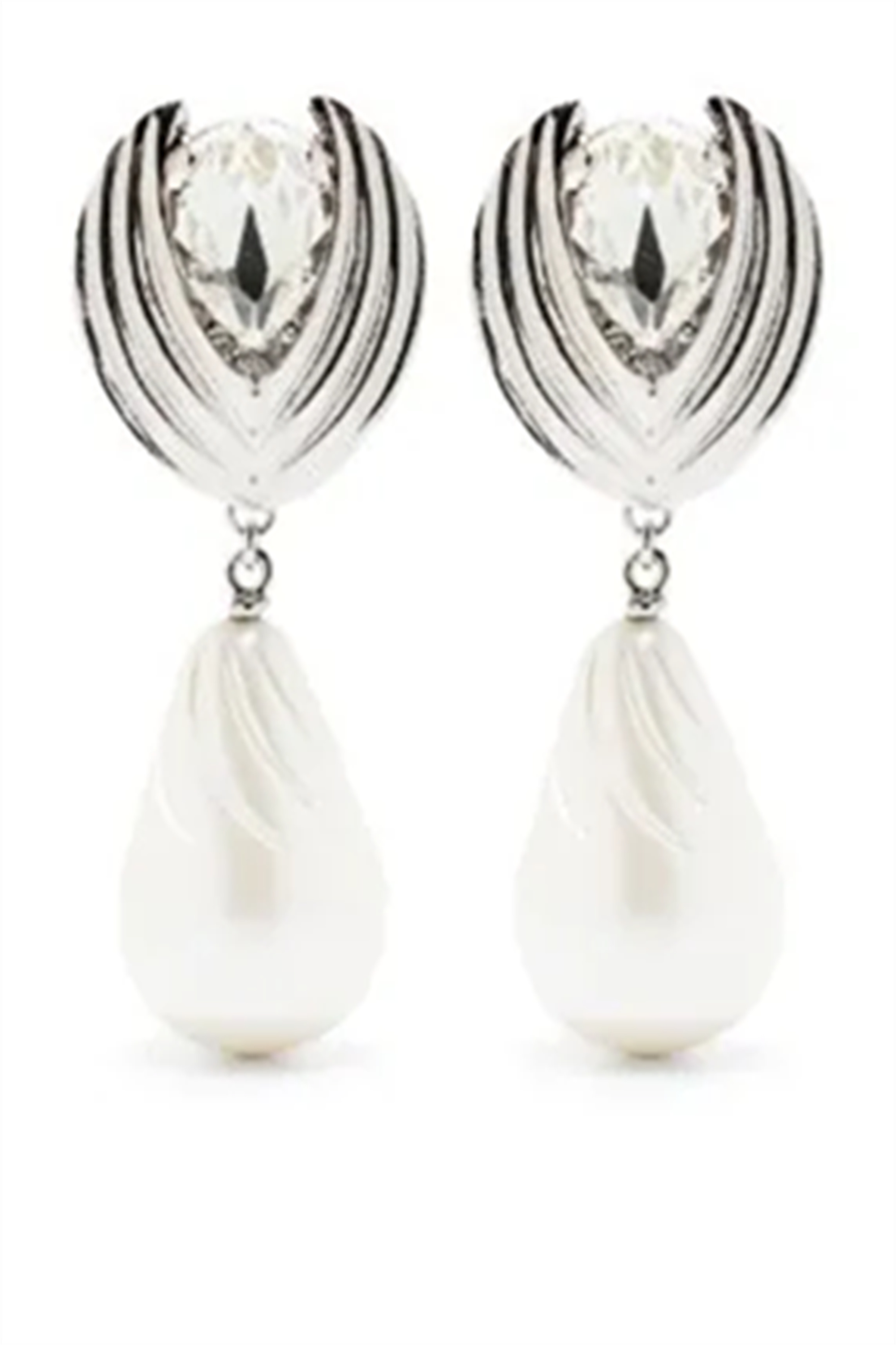 Crystal-embellished Pearl Earrings-Sunfere