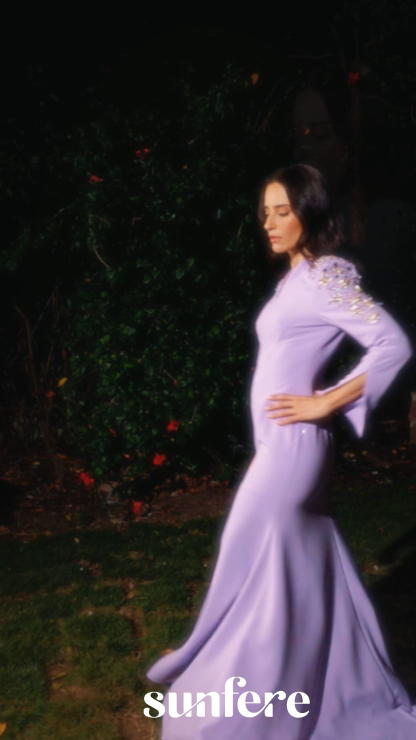 Dare To Dazzle Purple Embellished V-Neck Maxi Dress