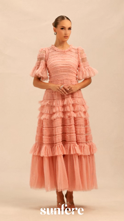 Always For You Pink Layered Ruffle Maxi Dress