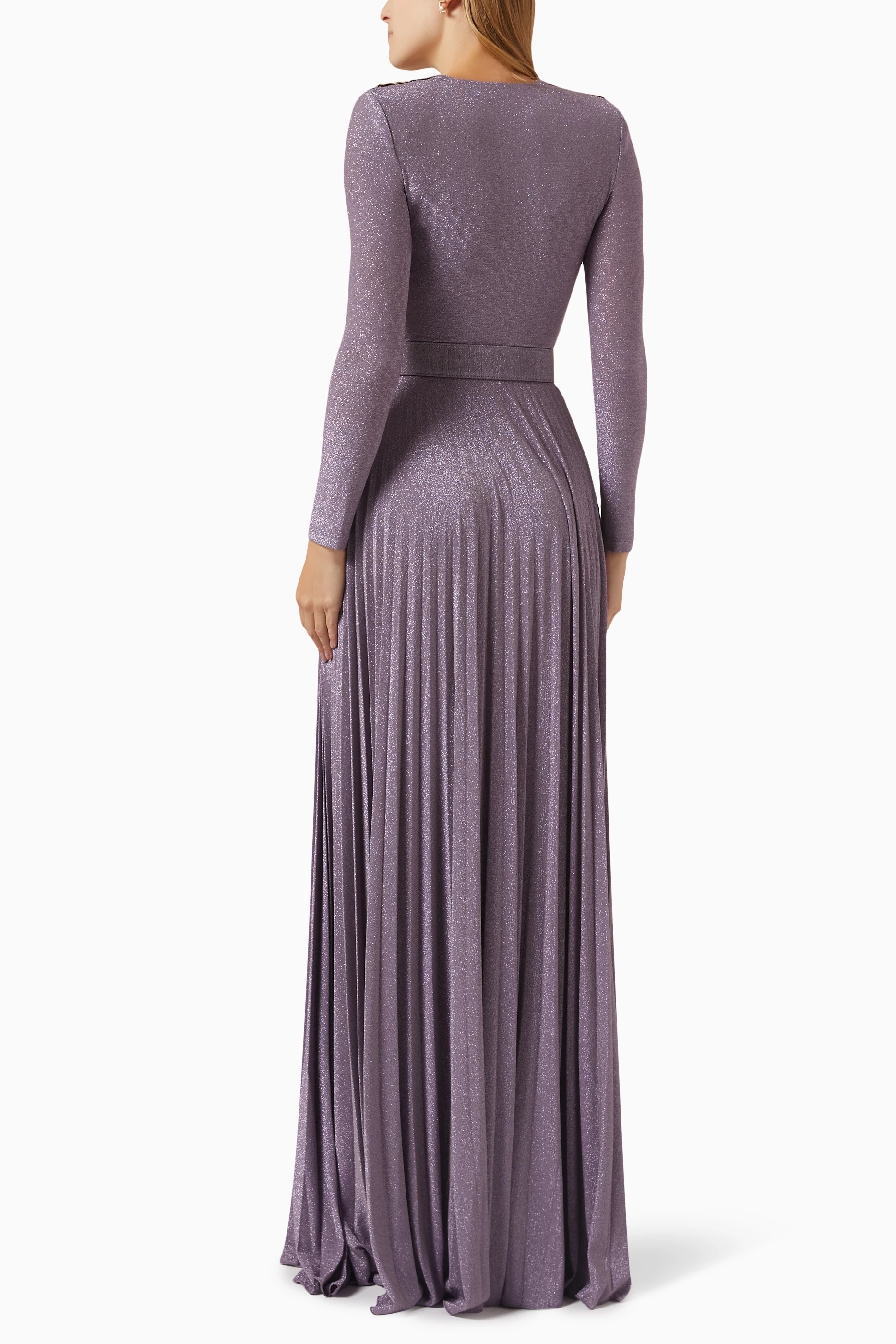 Julie V-neck Pleated Maxi Dress-Sunfere