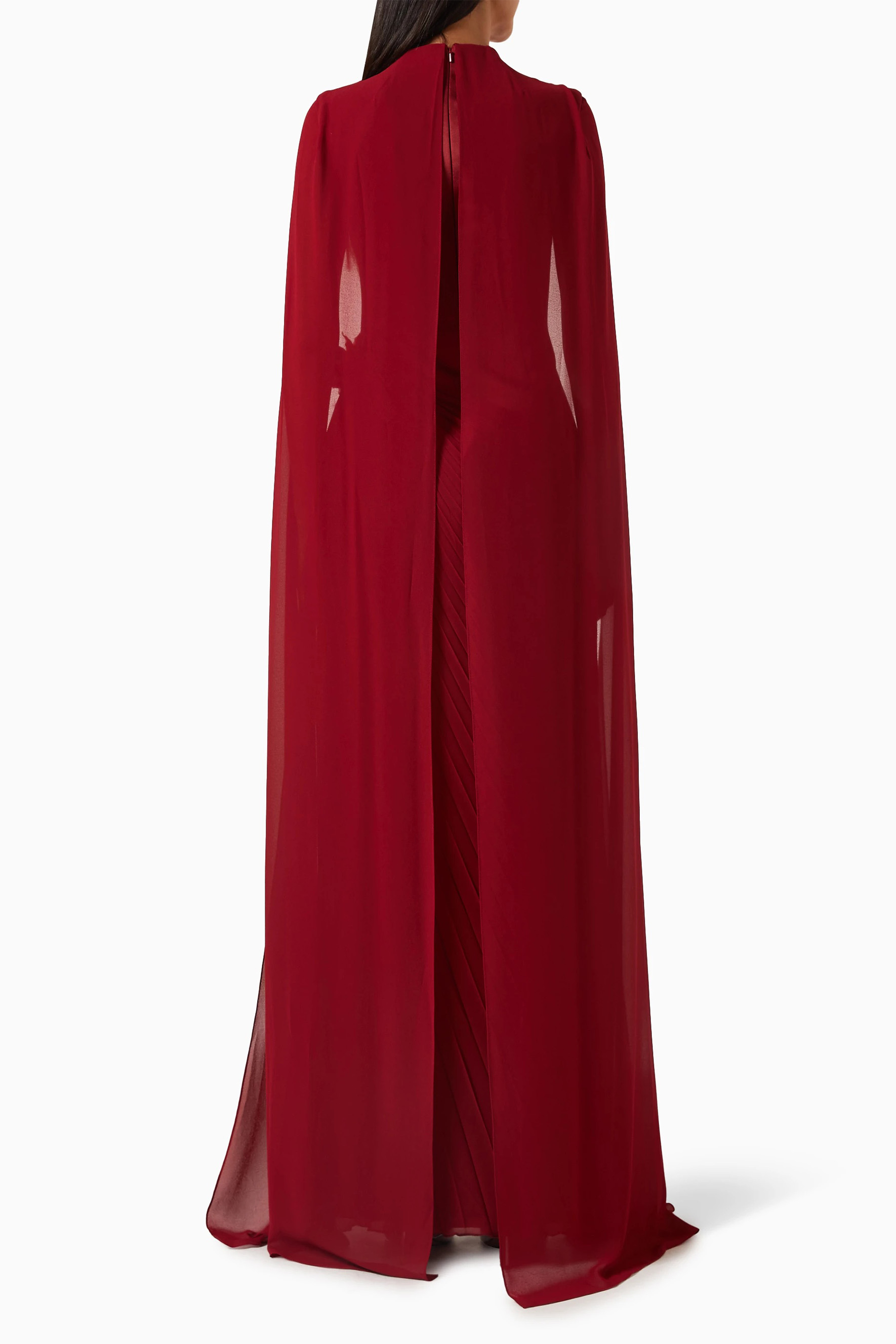 Got The Glam Burgundy Floral Applique Pleated Maxi Dress