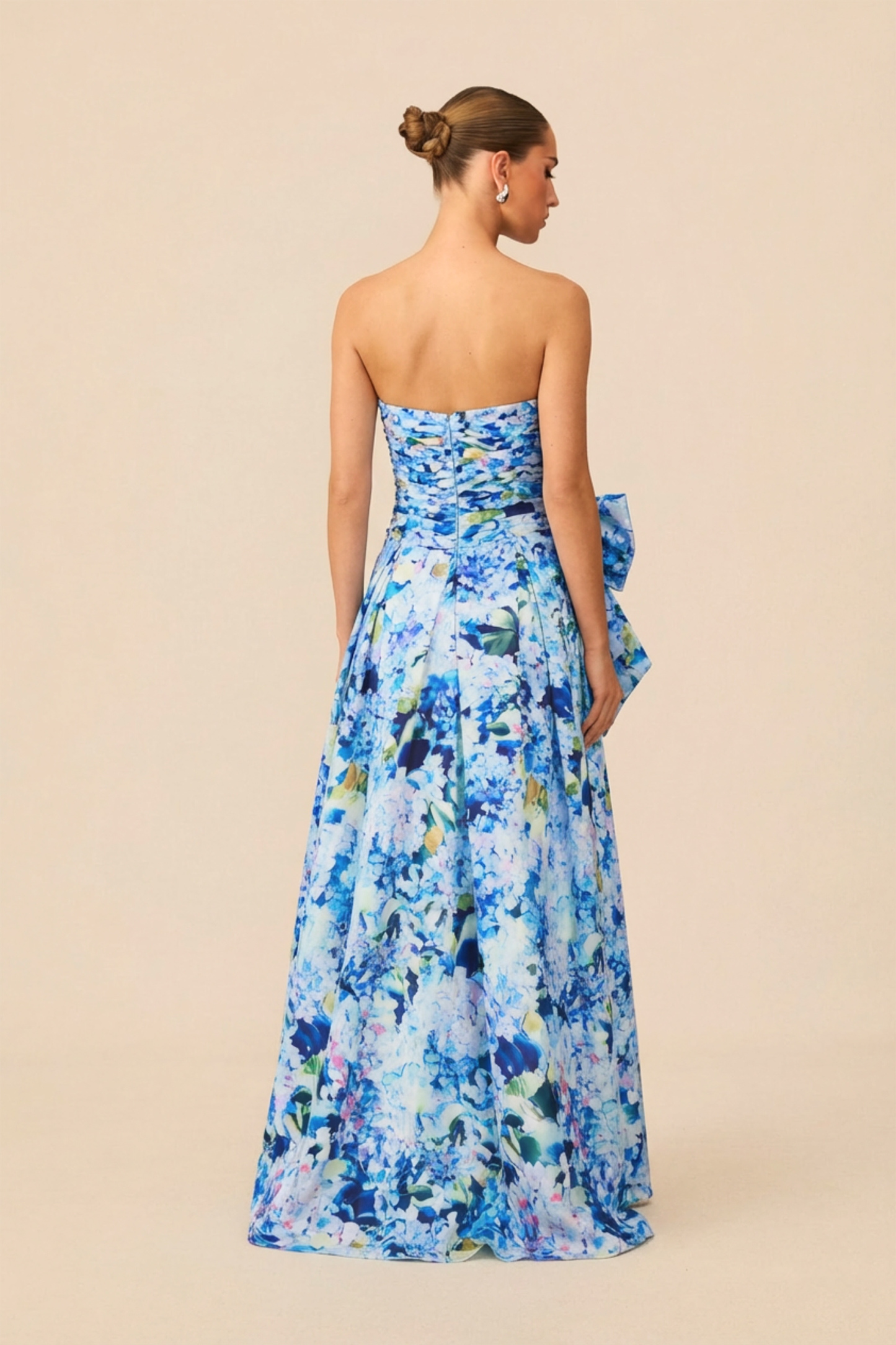 Garden Romance Blue Floral Print Bowknot Maxi Dress