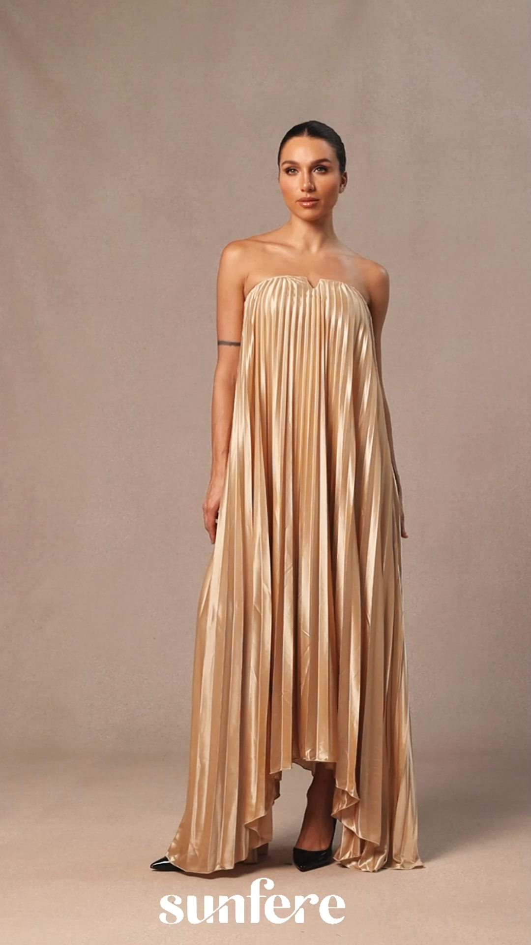 Louisa Strapless Pleated Maxi Dress