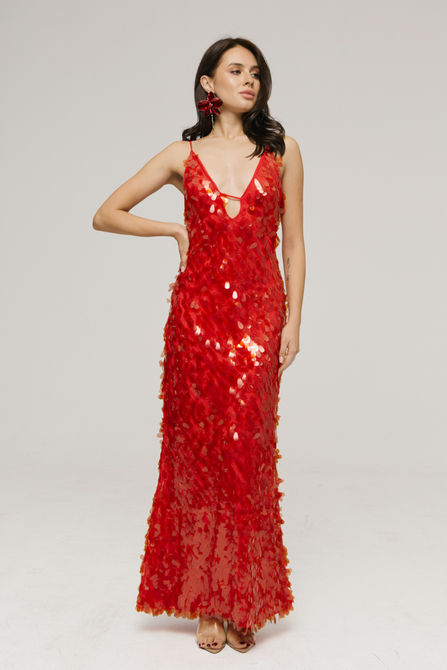 sunfere Elva vestido maxi con escote en V y lentejuelas-Sunfere