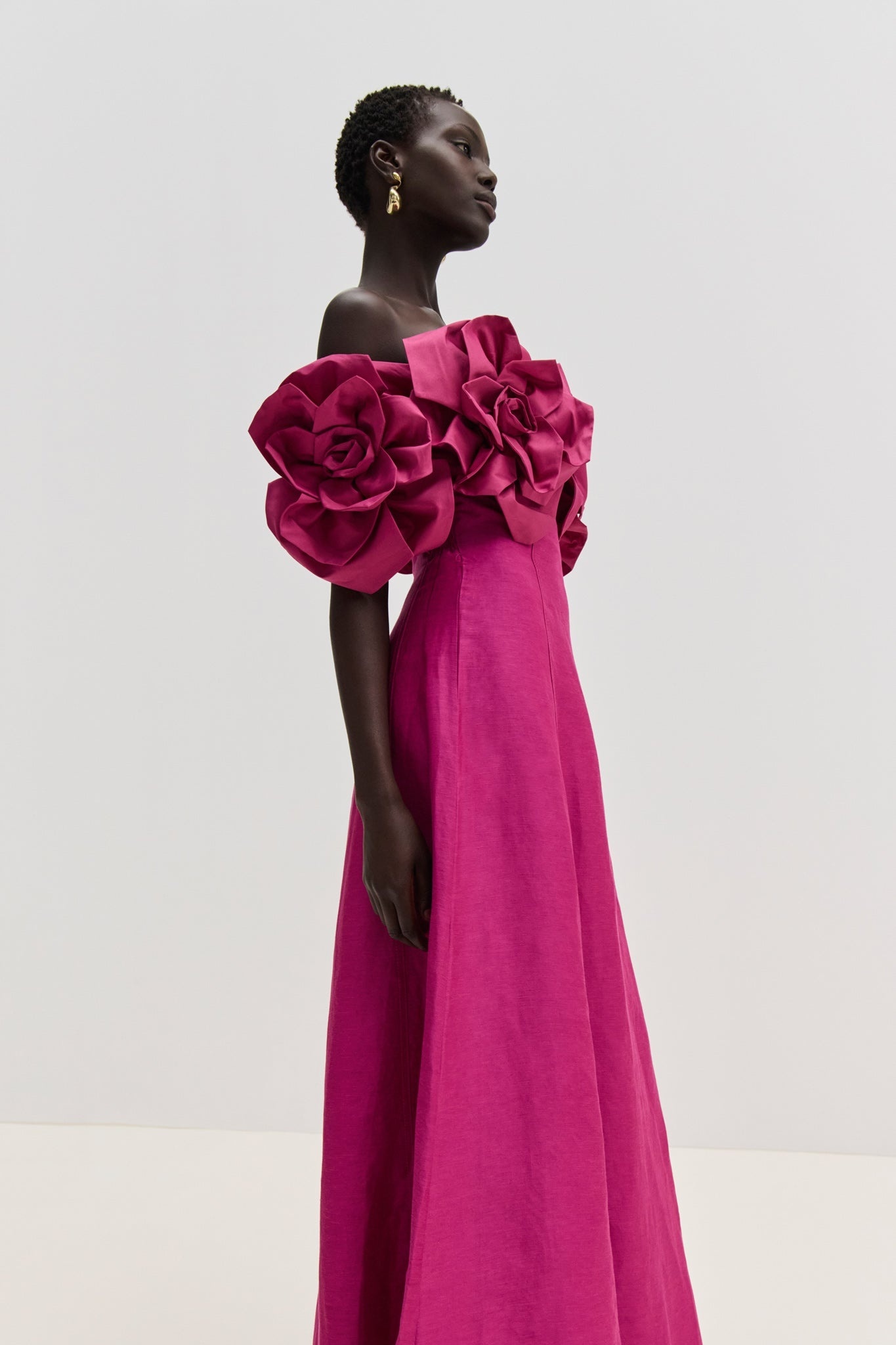 Quintina Off-Shoulder Rose Embellished Maxi Dress