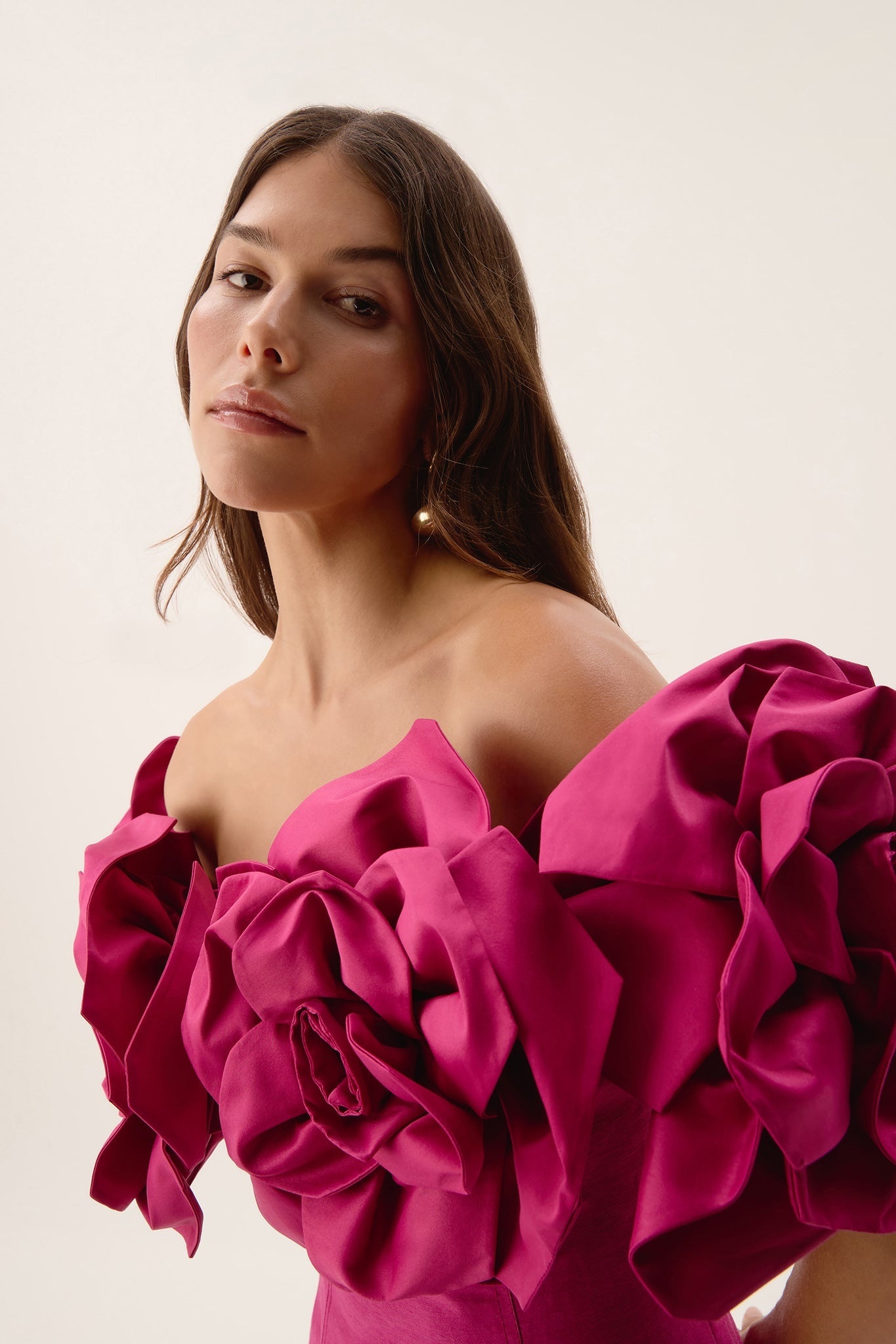 Quintina Off-Shoulder Rose Embellished Maxi Dress