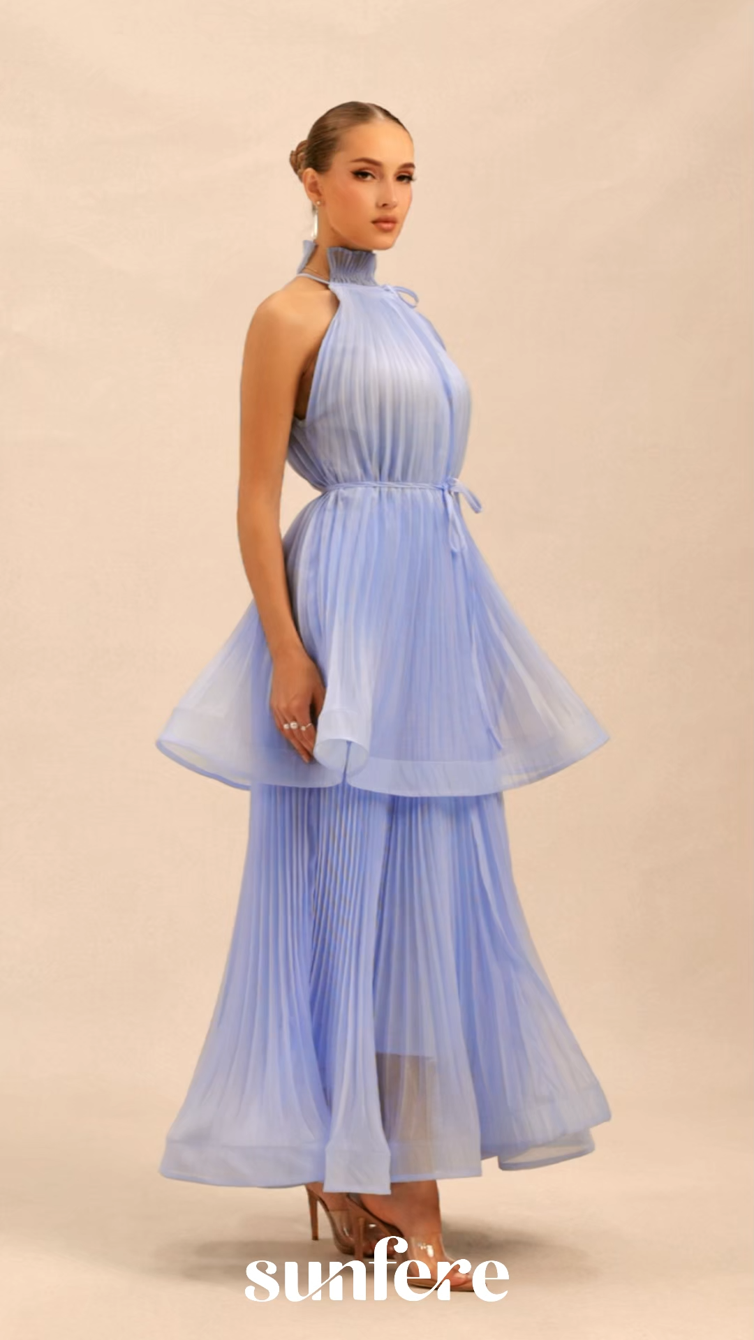 Ivanna Sleeveless Top & Pleated Skirt Set