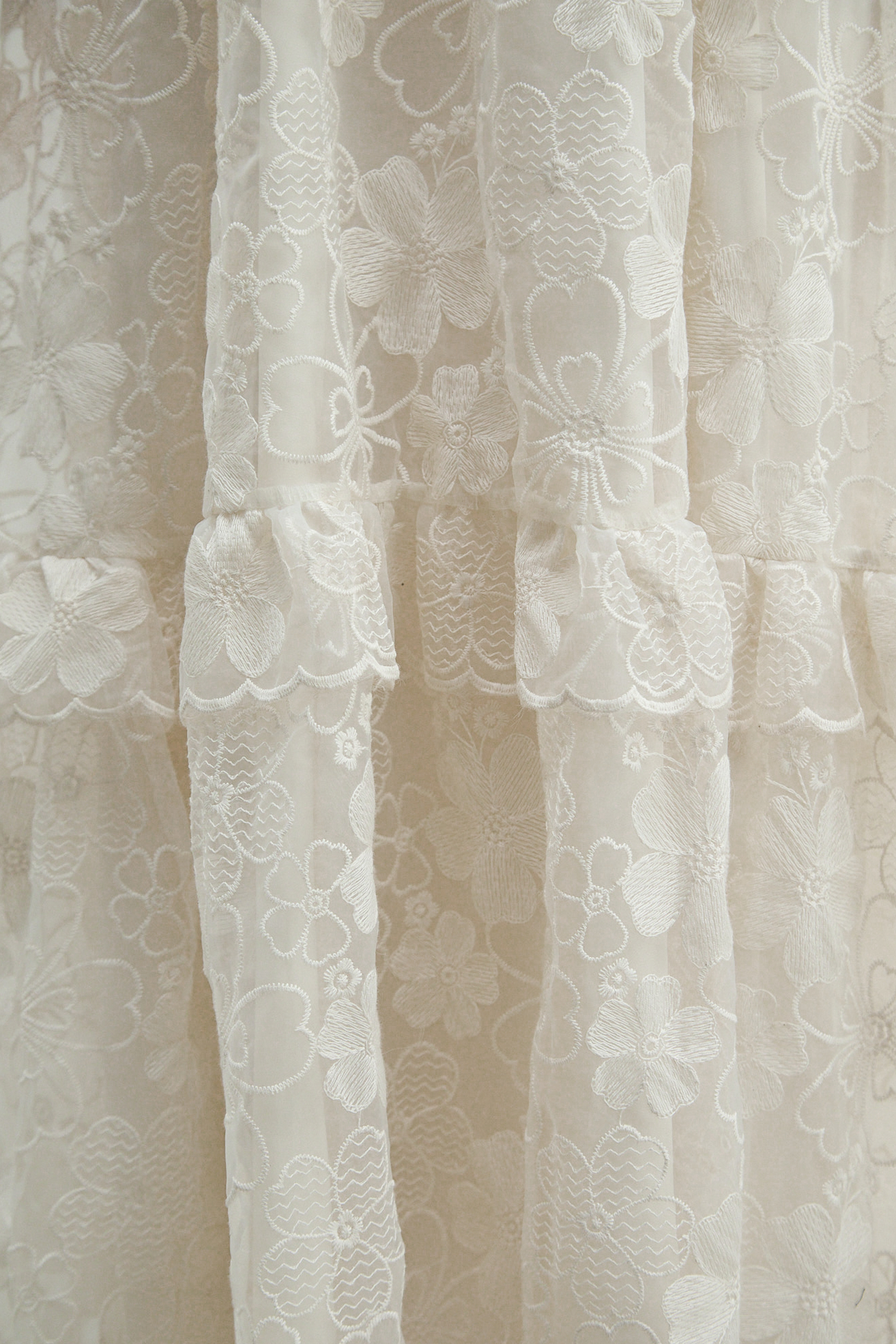 Floral Dream Beige Lace Embroidered Tiered Ruffle Maxi Dress