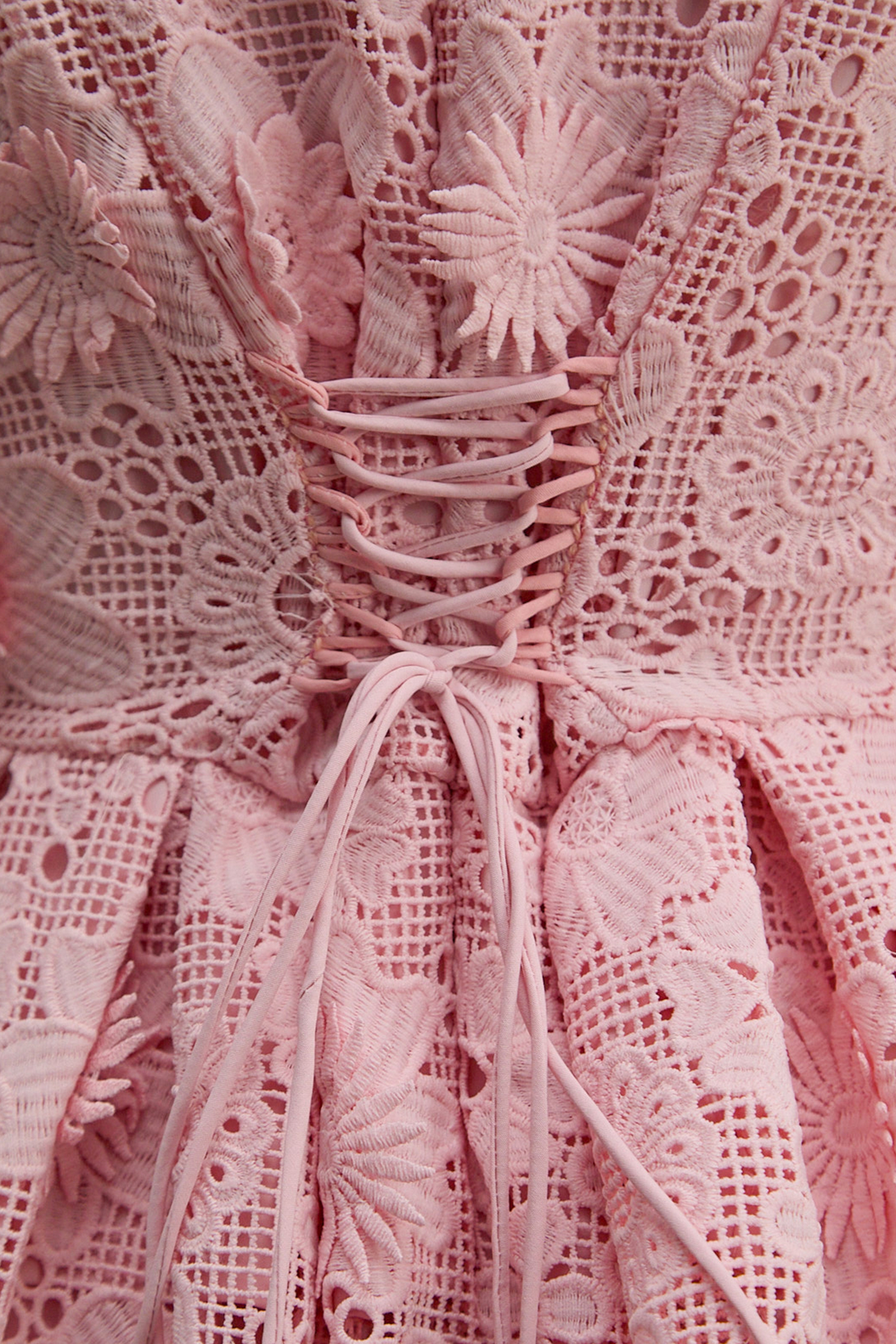 Dreamy Date Pink Floral Lace Pearl Trim Top & Pleated Skirt Set
