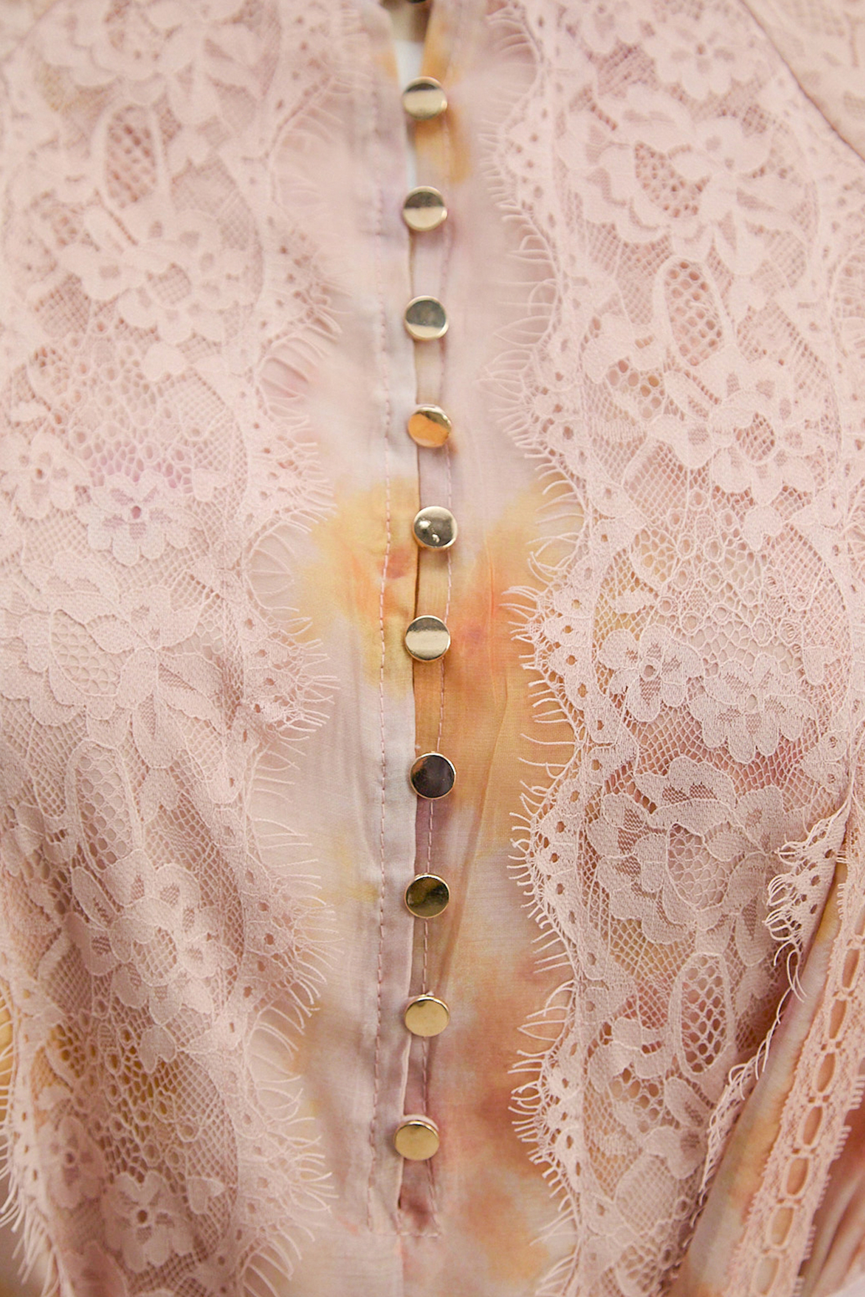 Love That For You Pink Printed Lace Midi Dress