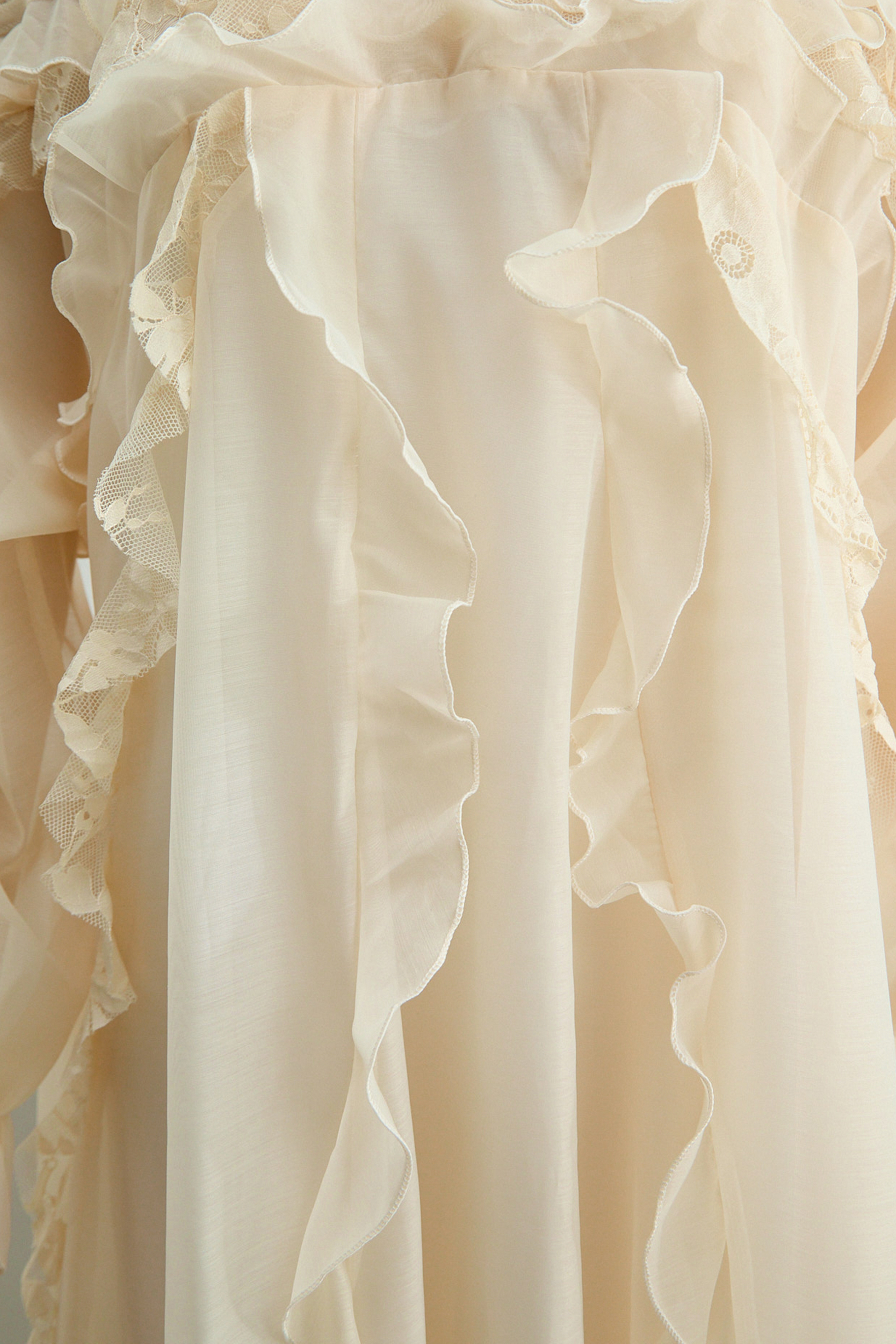 Lovely Day Beige Ruffle Belted Maxi Dress