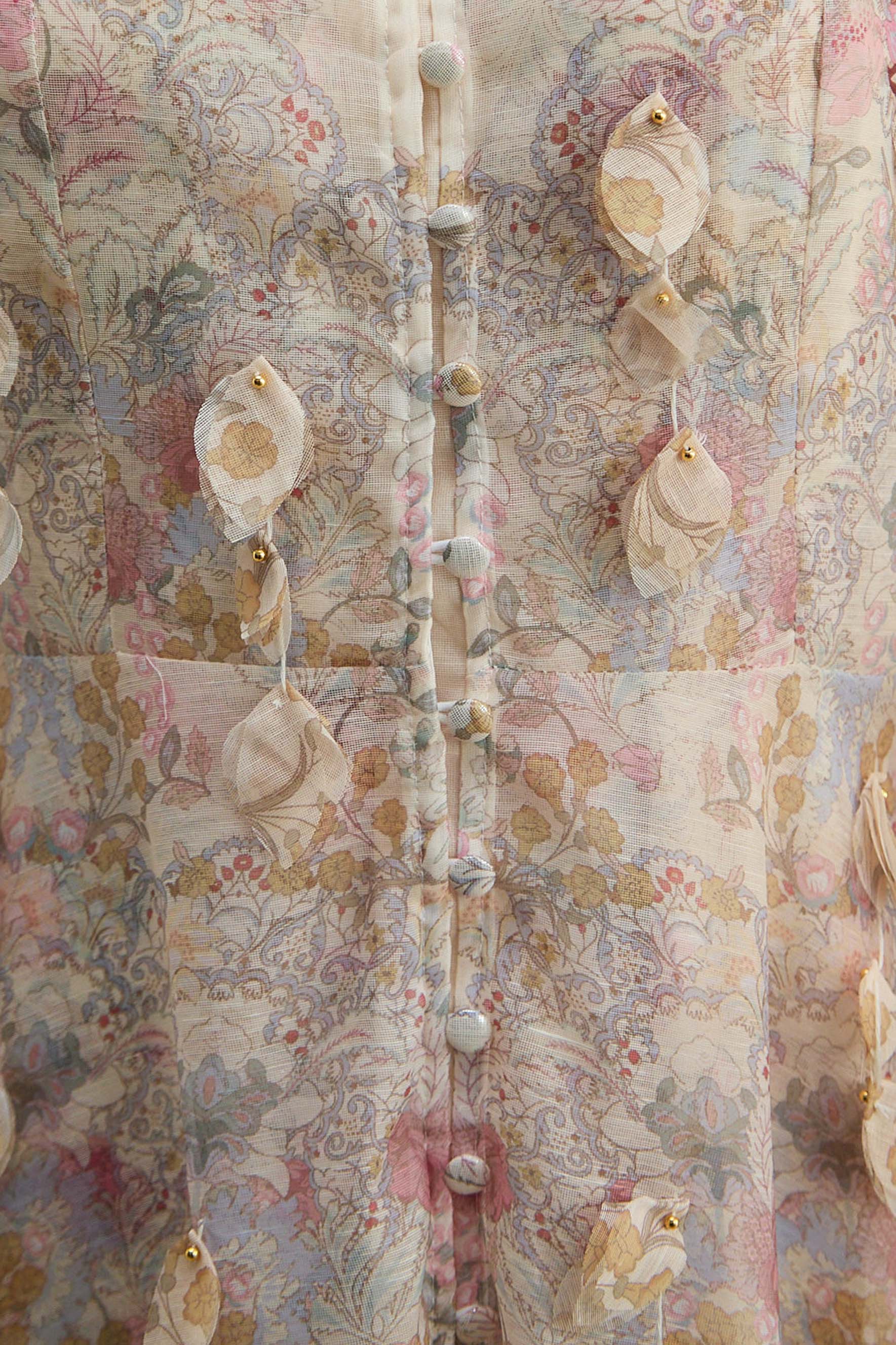 Precious Time Apricot Floral Applique Chiffon Maxi Dress