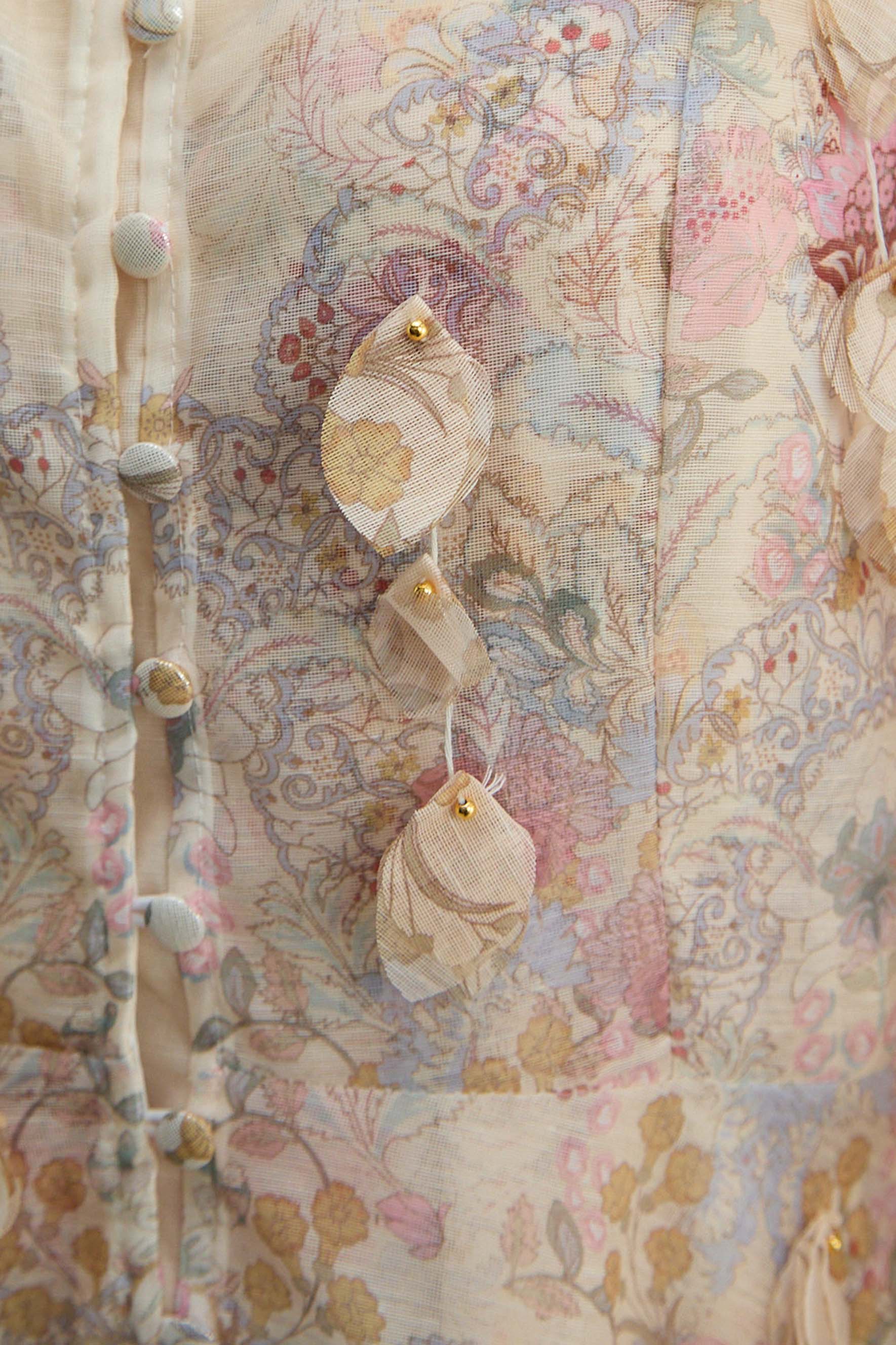 Precious Time Apricot Floral Applique Chiffon Maxi Dress