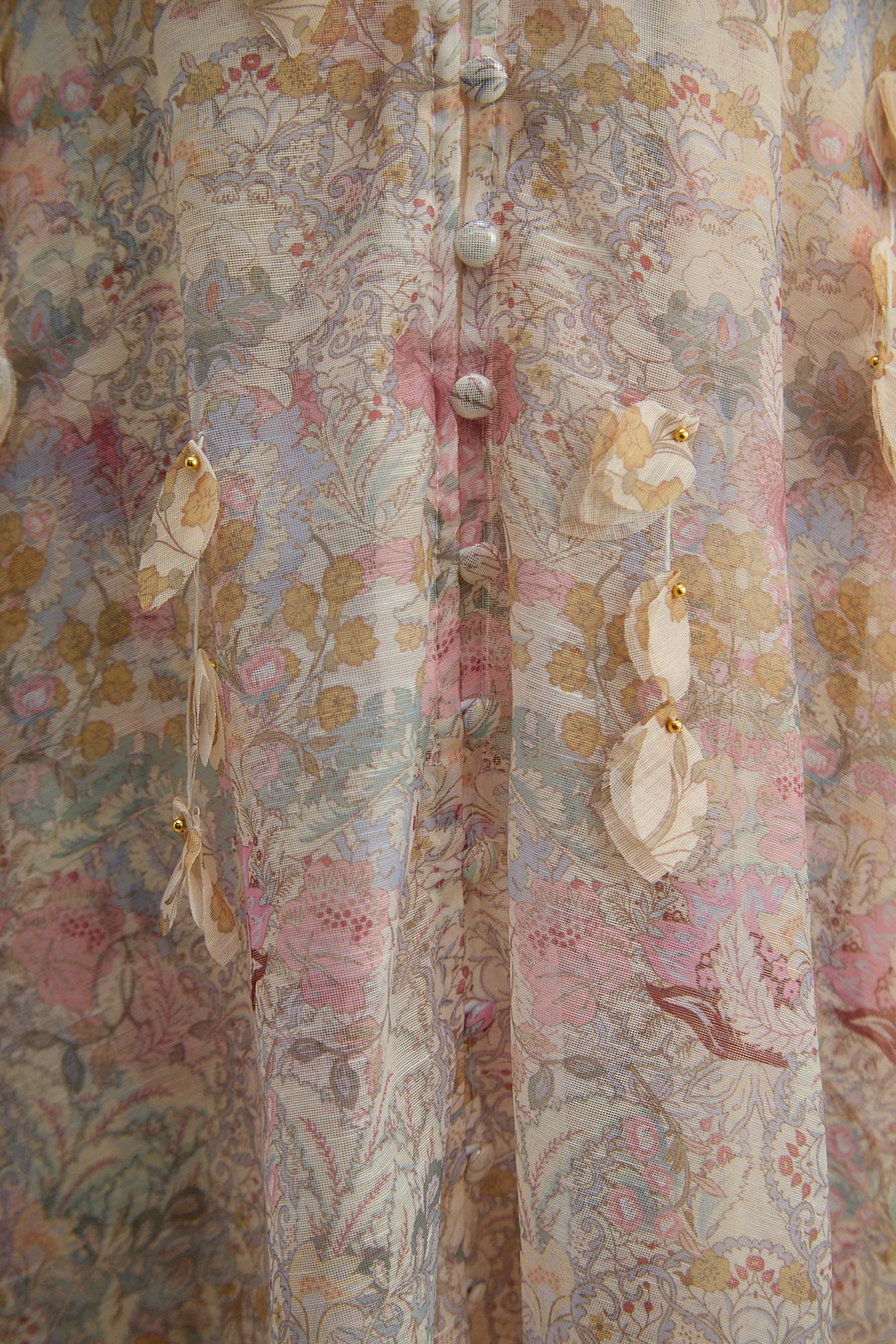 Precious Time Apricot Floral Applique Chiffon Maxi Dress