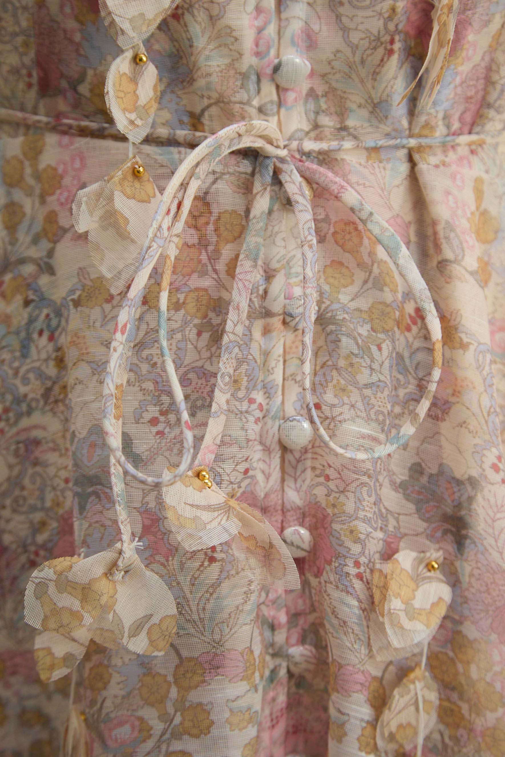 Precious Time Apricot Floral Applique Chiffon Maxi Dress