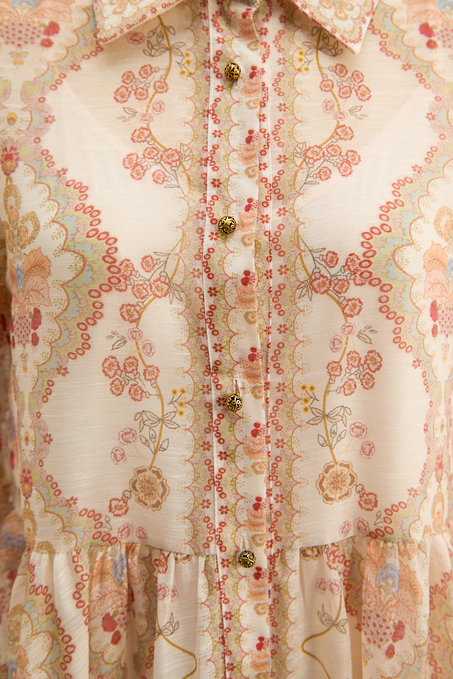 Spring Sunsets Apricot Floral Print Long Sleeve Maxi Dress