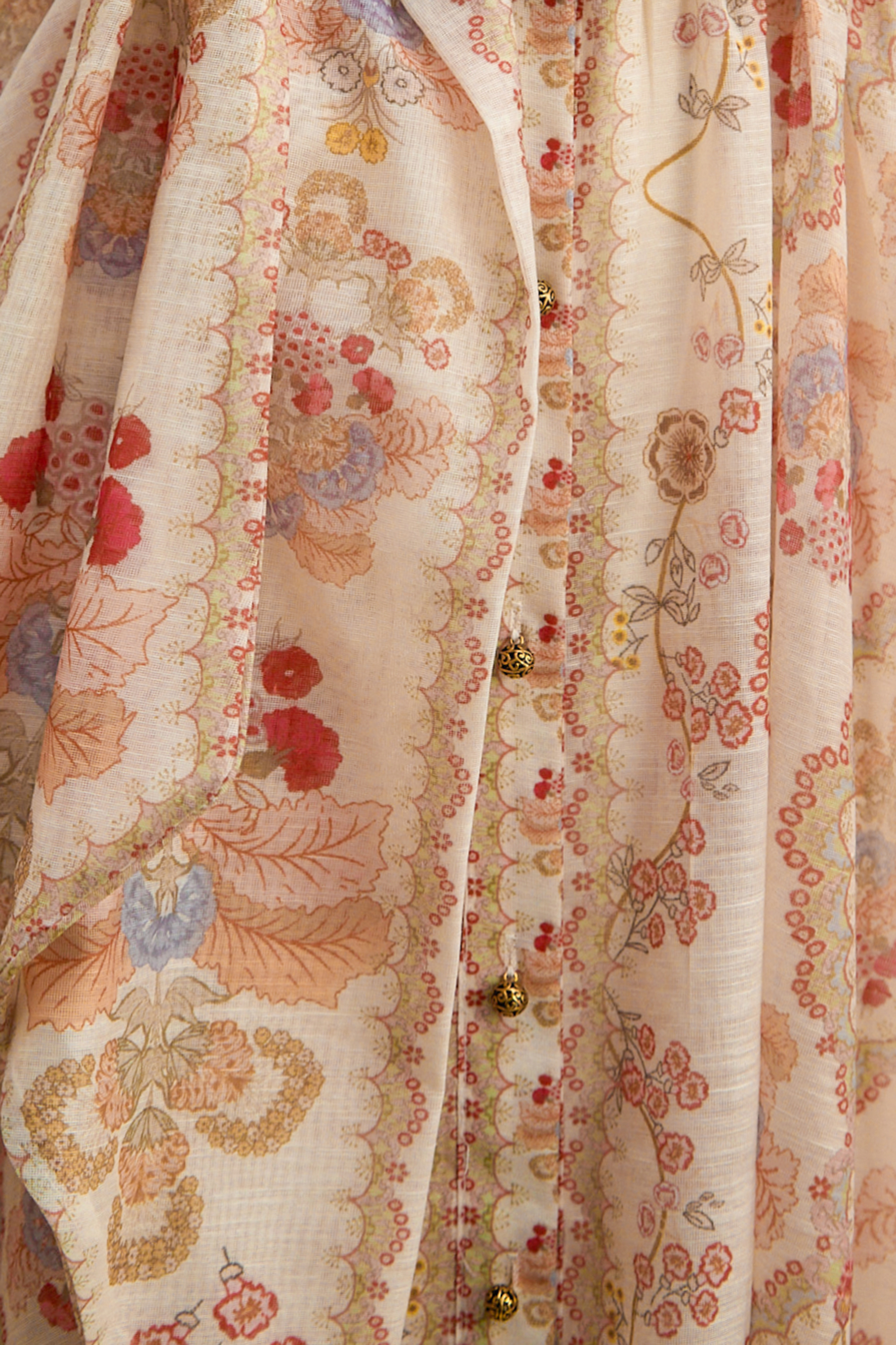 Spring Sunsets Apricot Floral Print Long Sleeve Maxi Dress