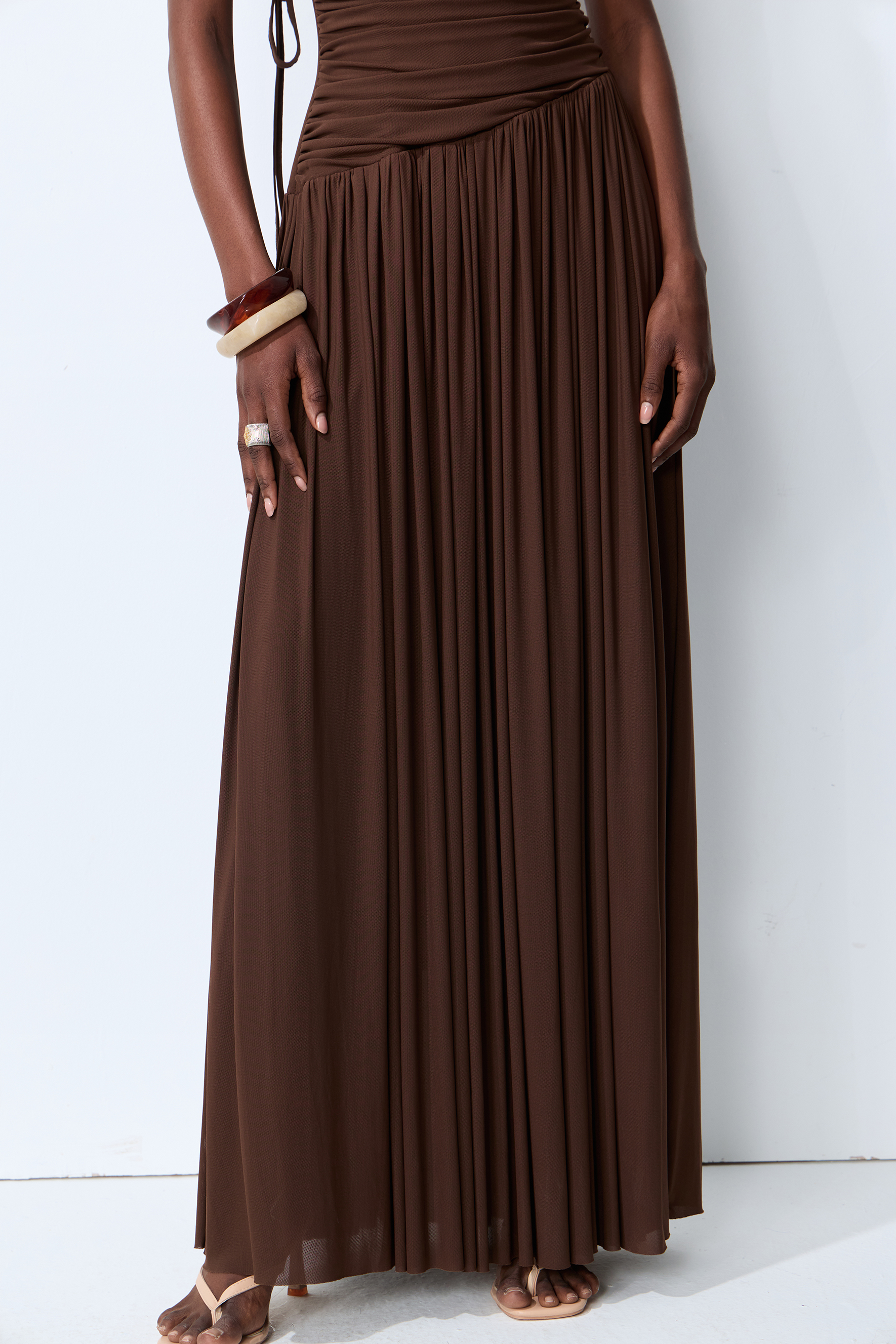 Lost After Dark Brown One Shoulder Cutout Maxi Dress