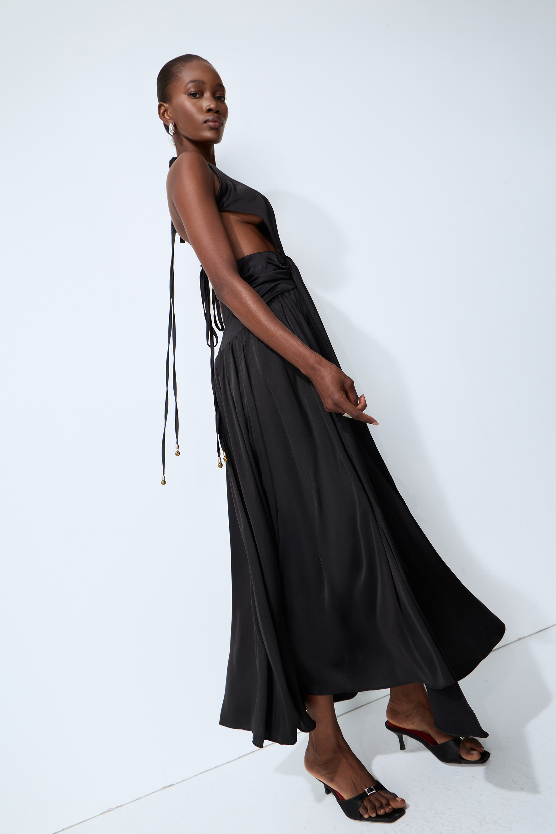 Late Night Crush Black Halter Neck Backless Maxi Dress