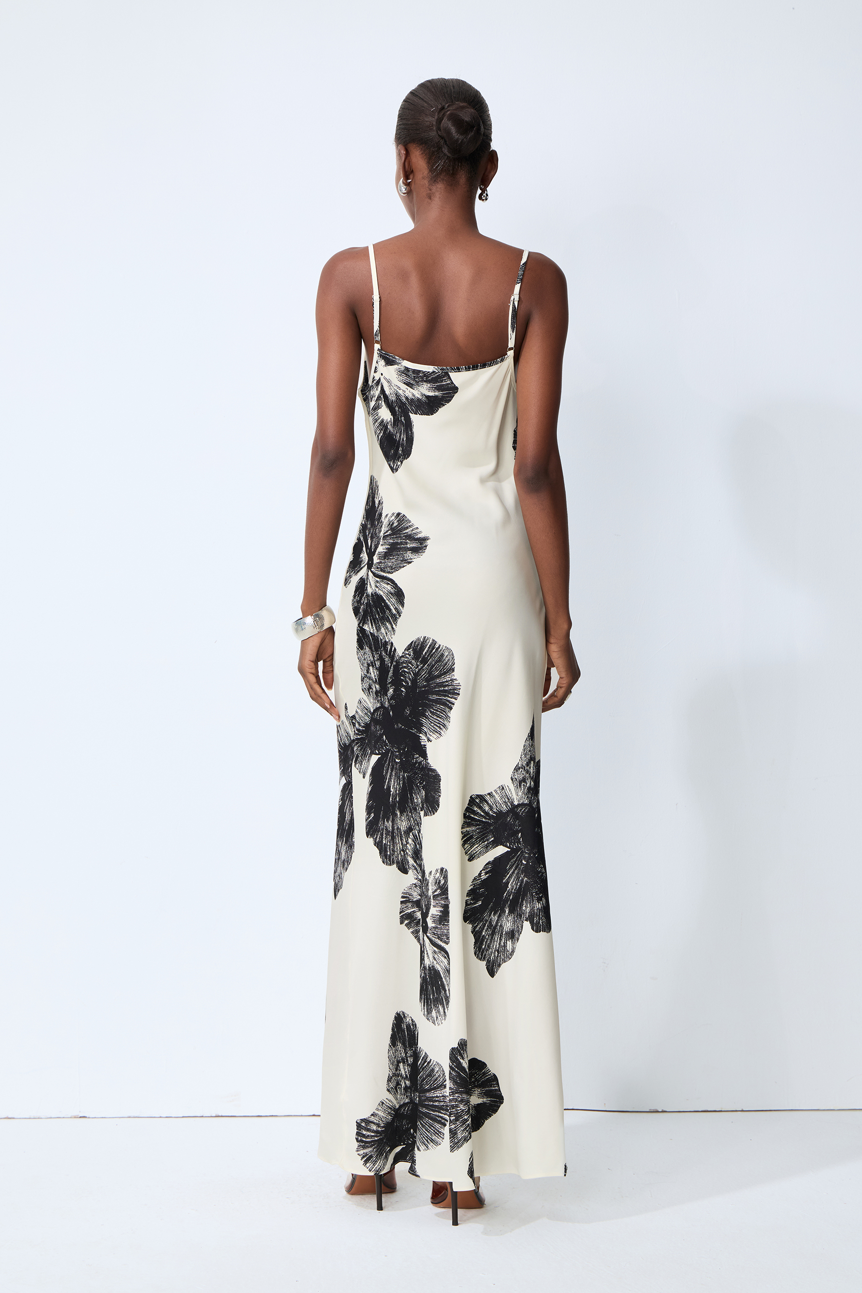 Classic Bloom White Sheer Blouse & Floral Print Dress Set