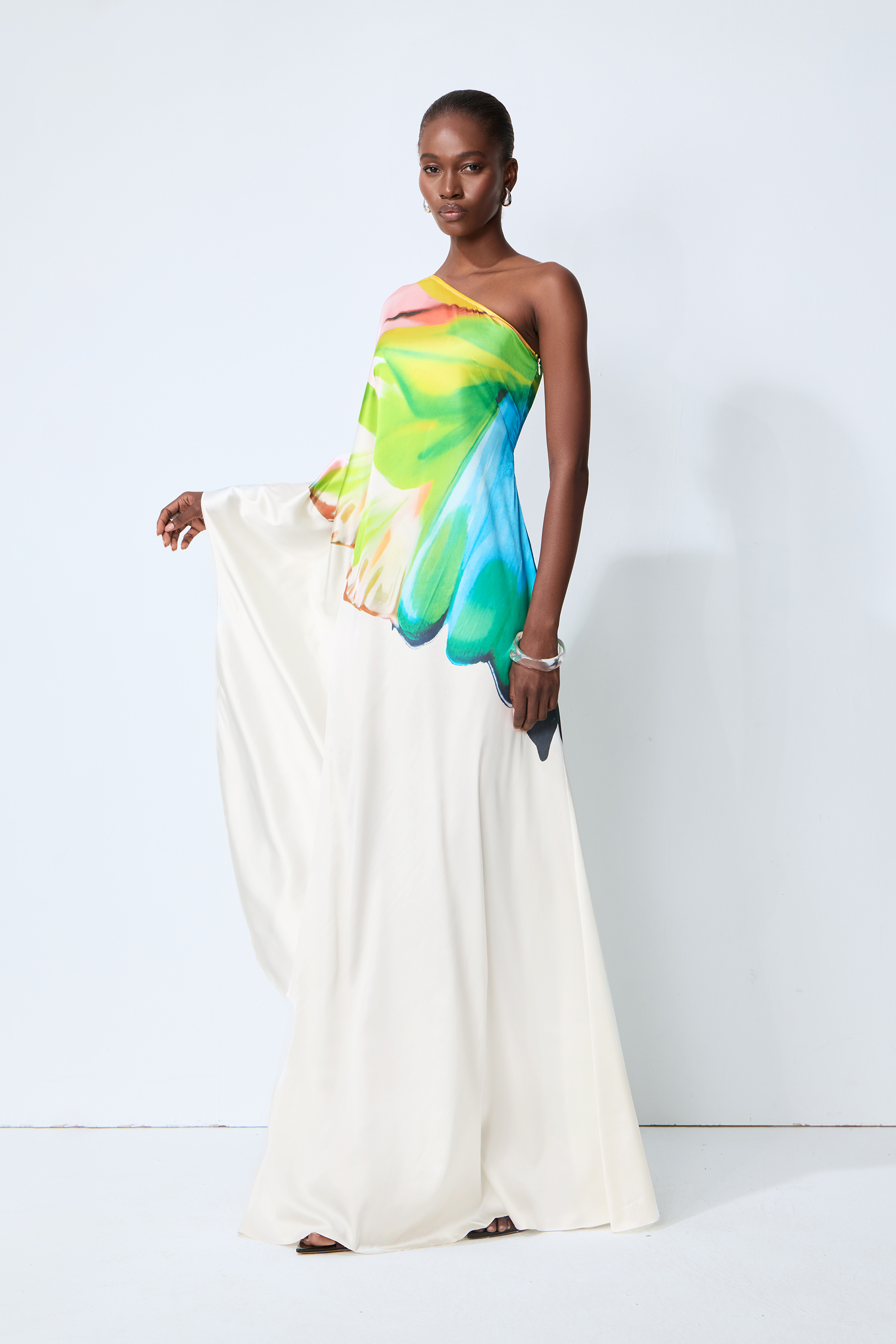 Bernice Printed Single Sleeve Maxi Dress