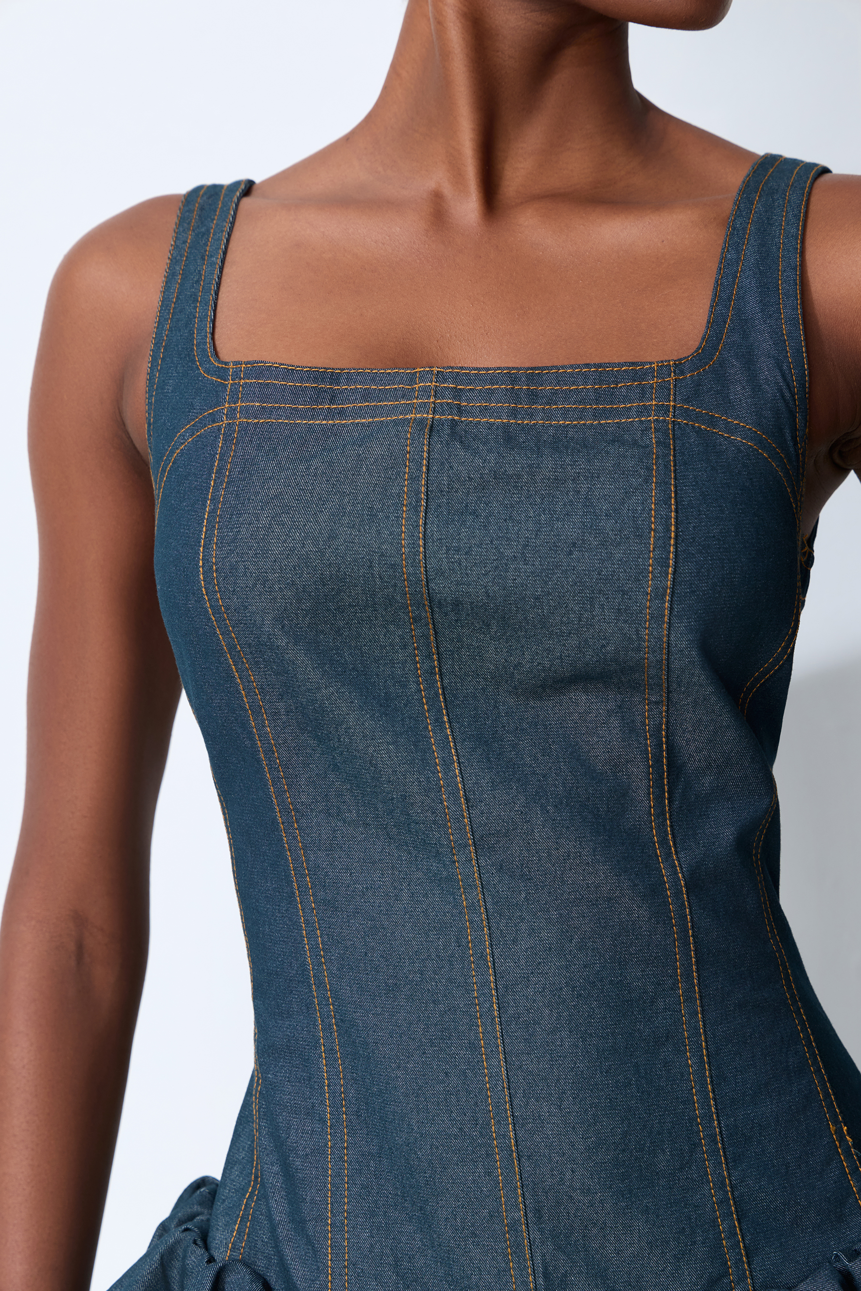 Playful Days Blue Denim Bubble Hem Mini Dress