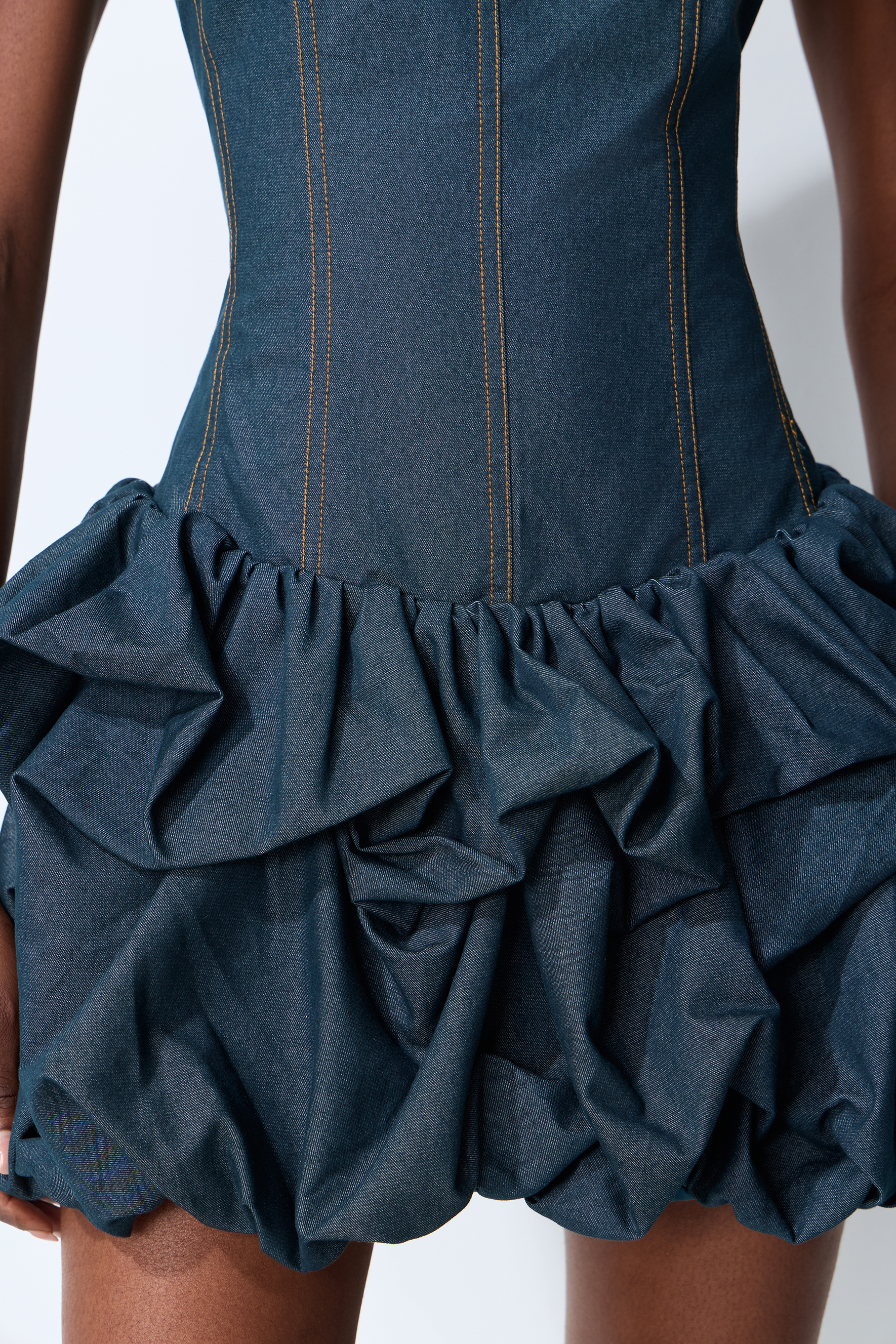 Playful Days Blue Denim Bubble Hem Mini Dress
