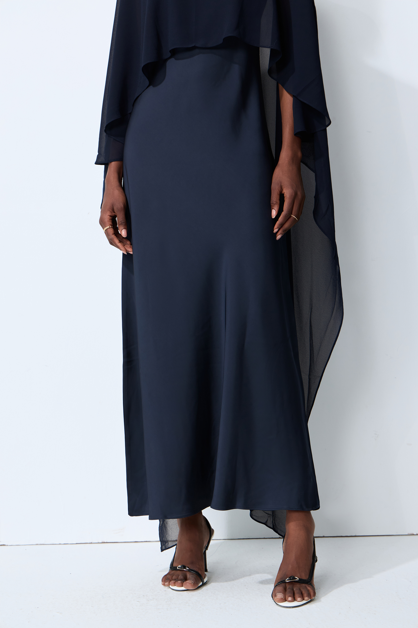 Evening Whispers Blue Chiffon Cape & Maxi Dress Set