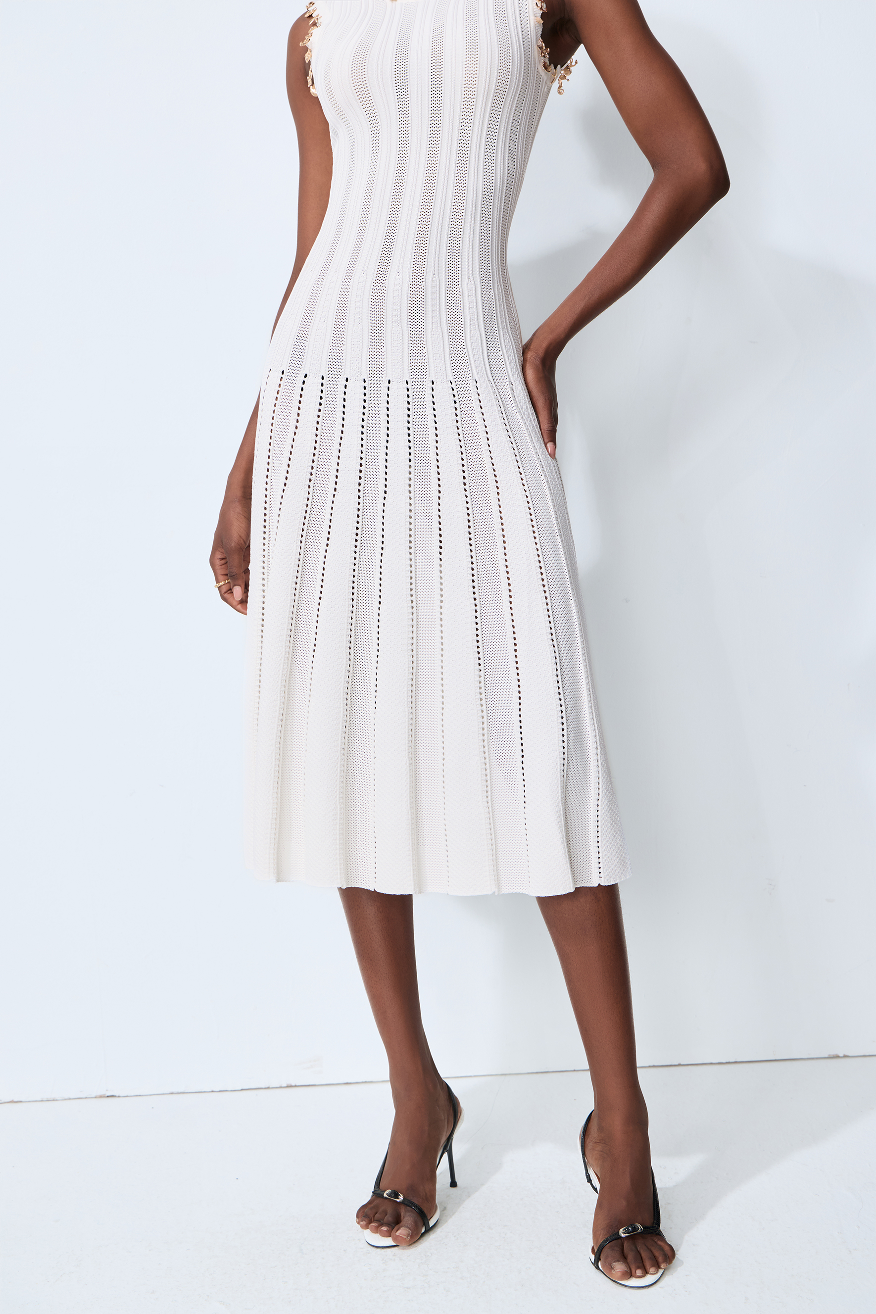 Love Letter White Sleeveless Ribbed Knit Midi Dress