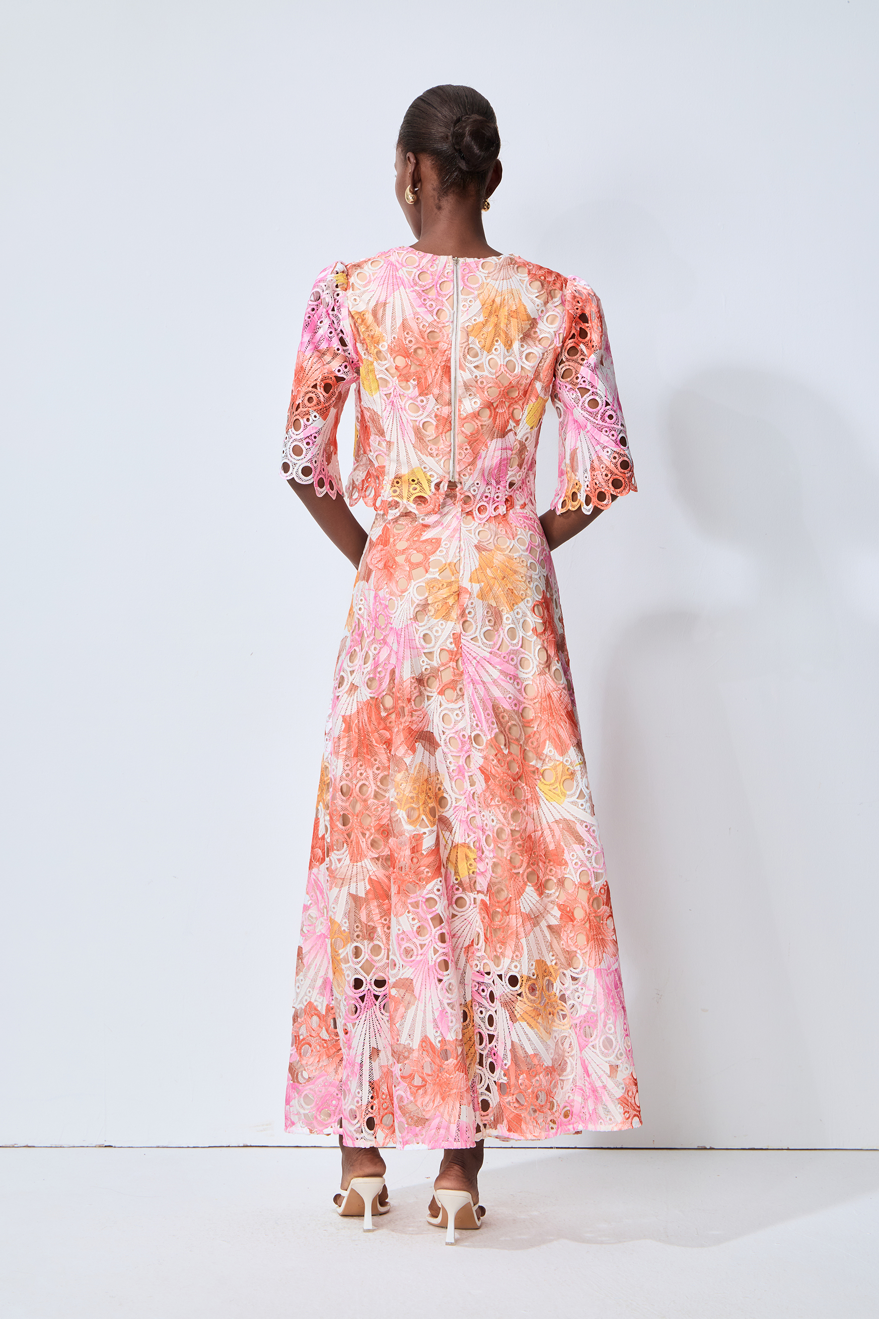 Captivate My Focus Multi Printed Eyelet Lace Top & Skirt Set