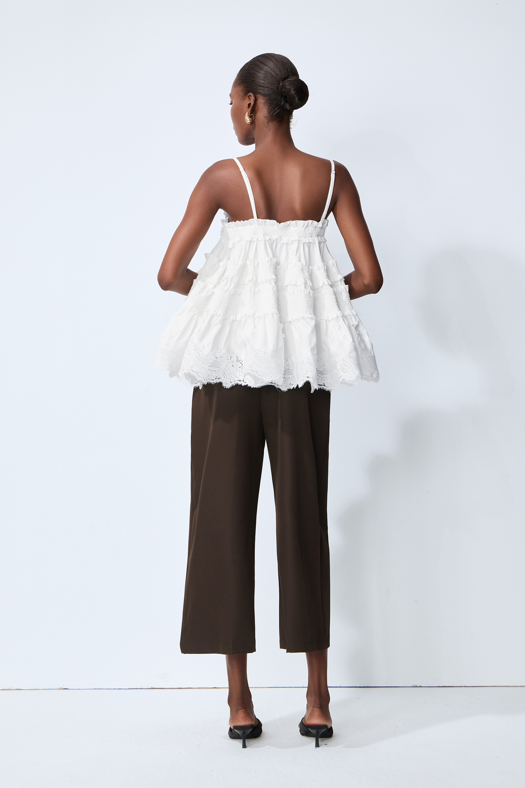 Stay So Sweet White Tiered Ruffle Spaghetti Strap Top