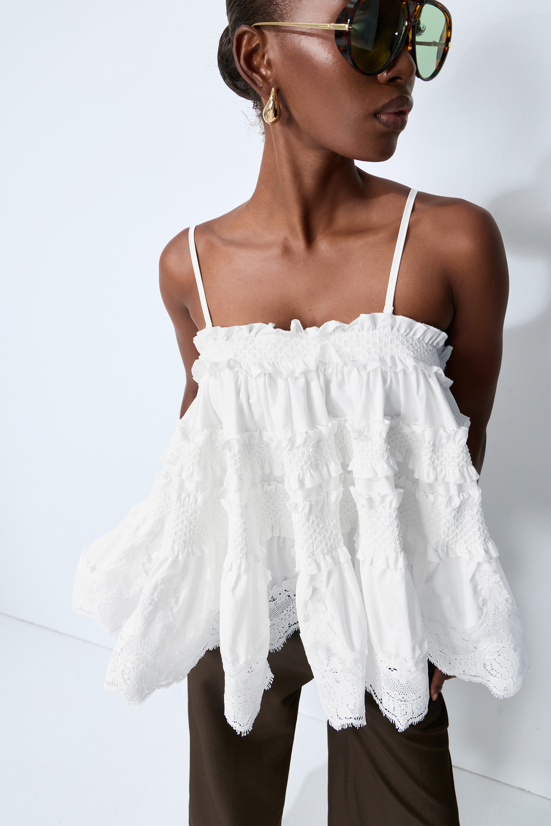 Stay So Sweet White Tiered Ruffle Spaghetti Strap Top